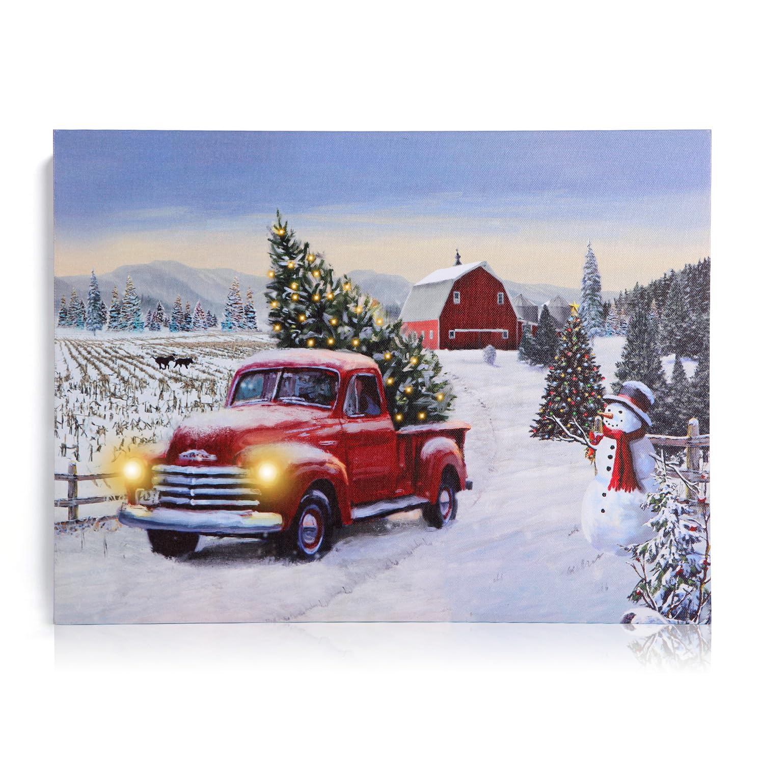NIKKY HOME 16" x 12" Christmas LED Lighted Canvas Wall Art Prints Light