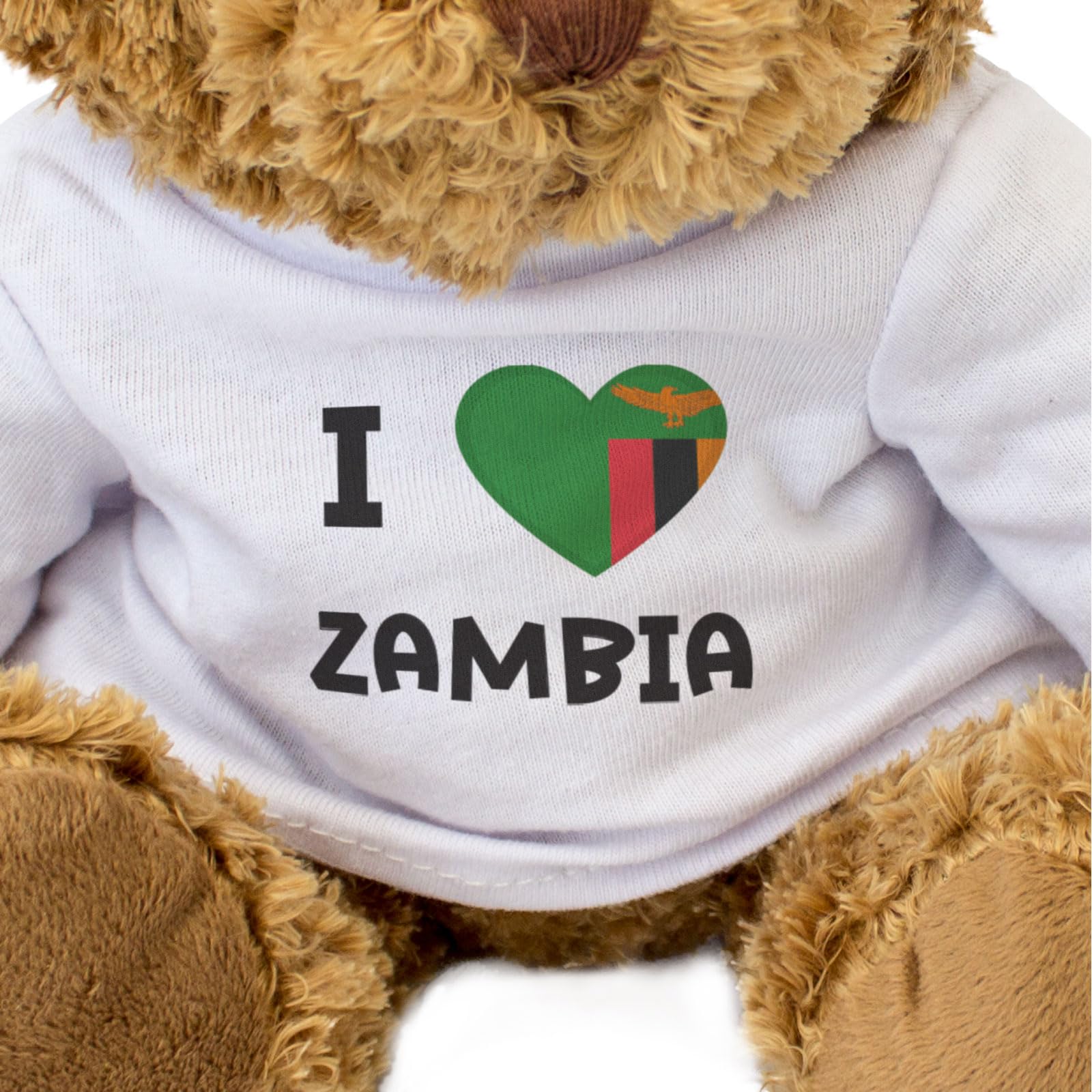 I LOVE ZAMBIA FLAG - Teddy Bear - Cute Soft Cuddly Adorable - Gift Present, Brown - Image 3