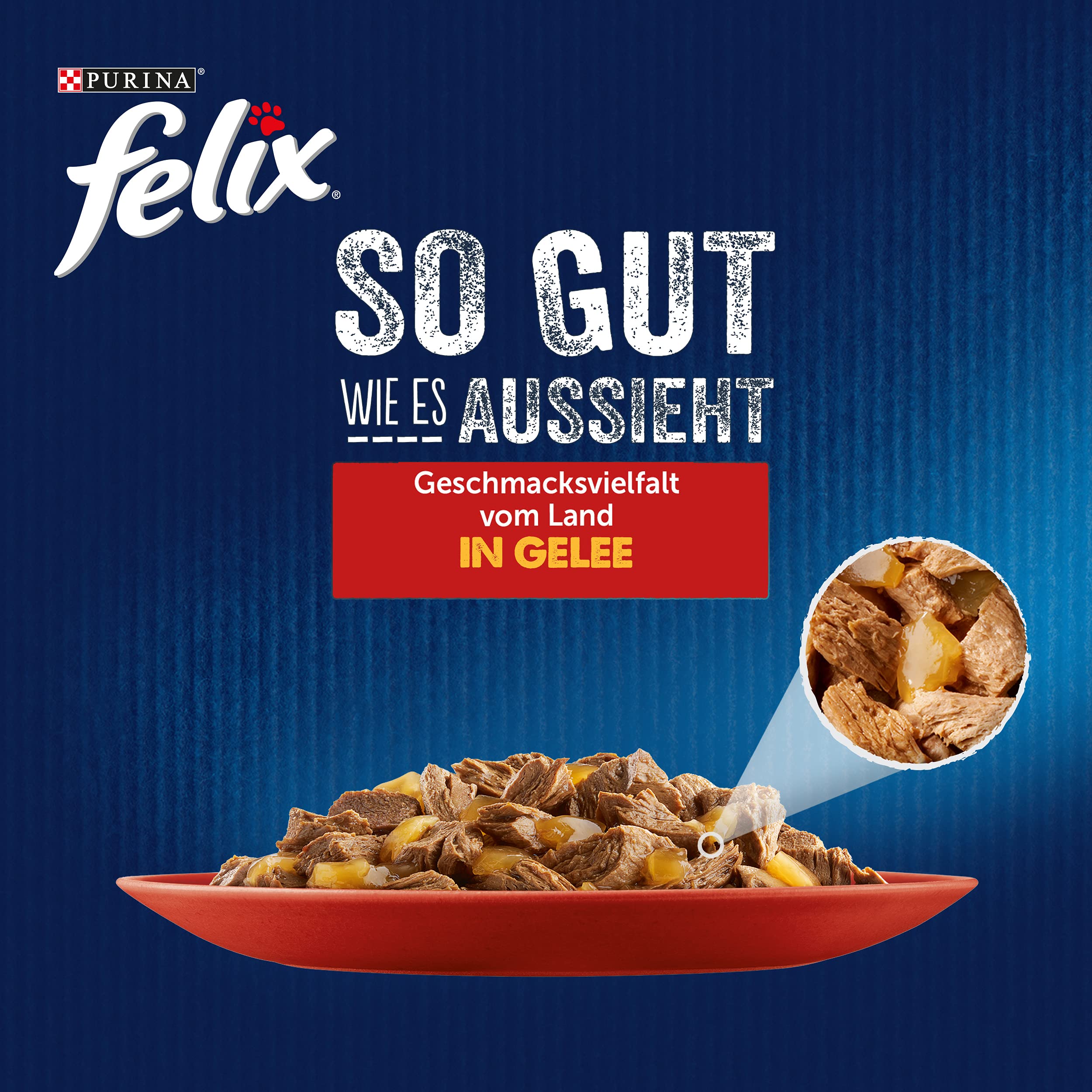 FELIX Comida para Gatos húmeda en gelatina, Mezcla de variedades, 4 Unidades (4 x 24 Bolsas de 85 g)