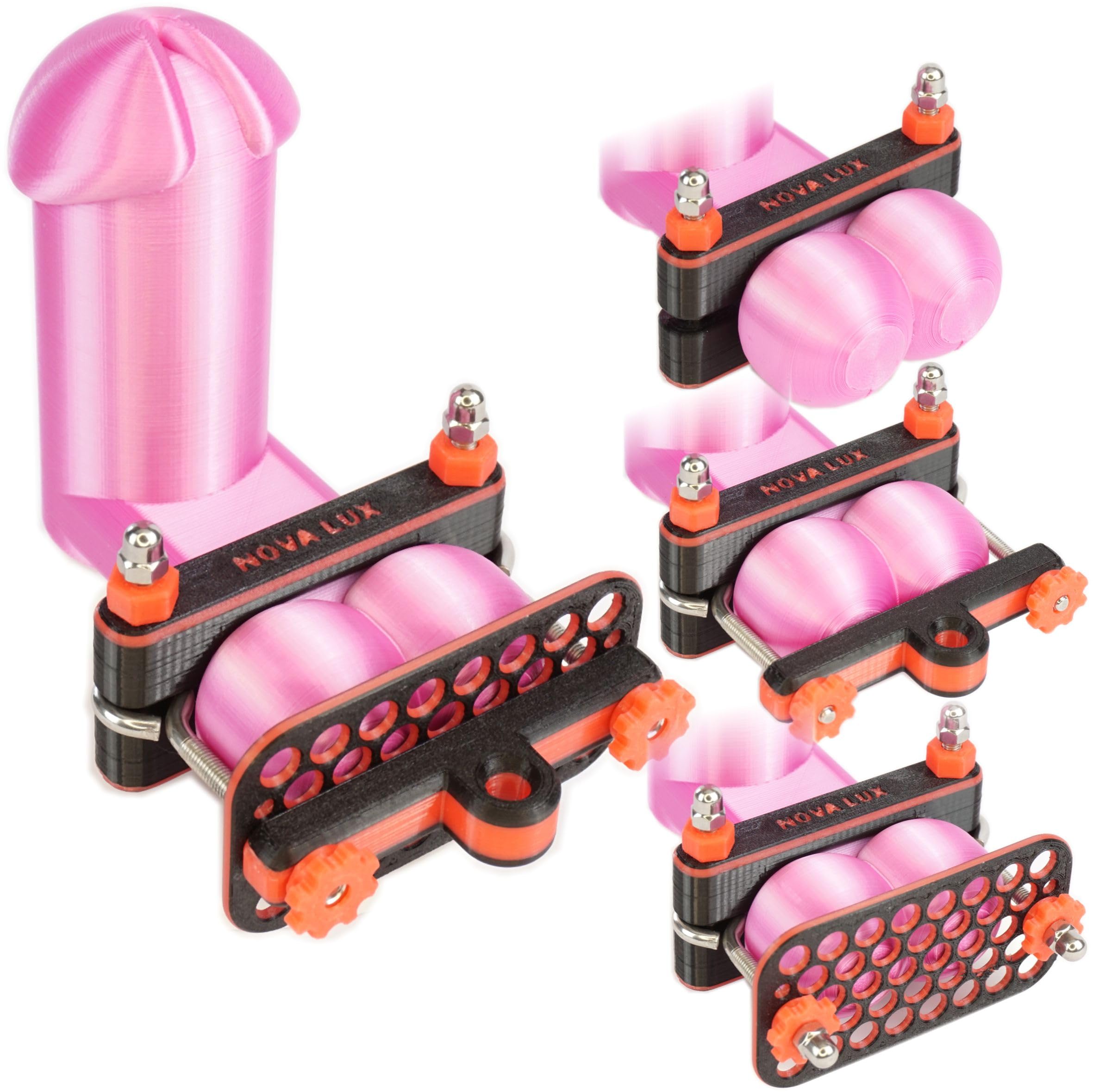 Dispositivo CBT BDSM HANG-SQUEEZE per la compressione e sospensione dei testicoli – set rosso e nero di Nova Lux – prodotto UE – giocattolo erotico per uomo