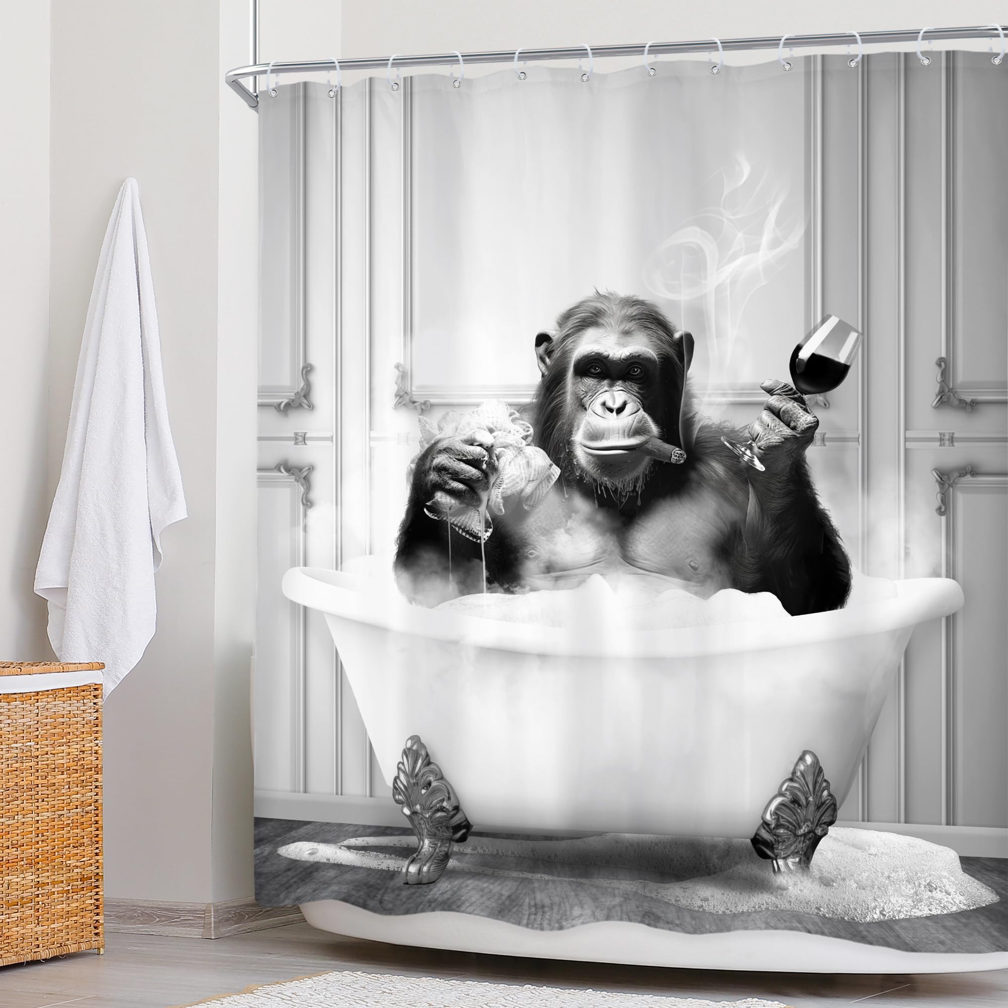 （最初期グッズ）ガールズ&パンツァー　シャワーカーテン Amazon｜Newsely Funny モンキー シャワーカーテン 72Wx72H