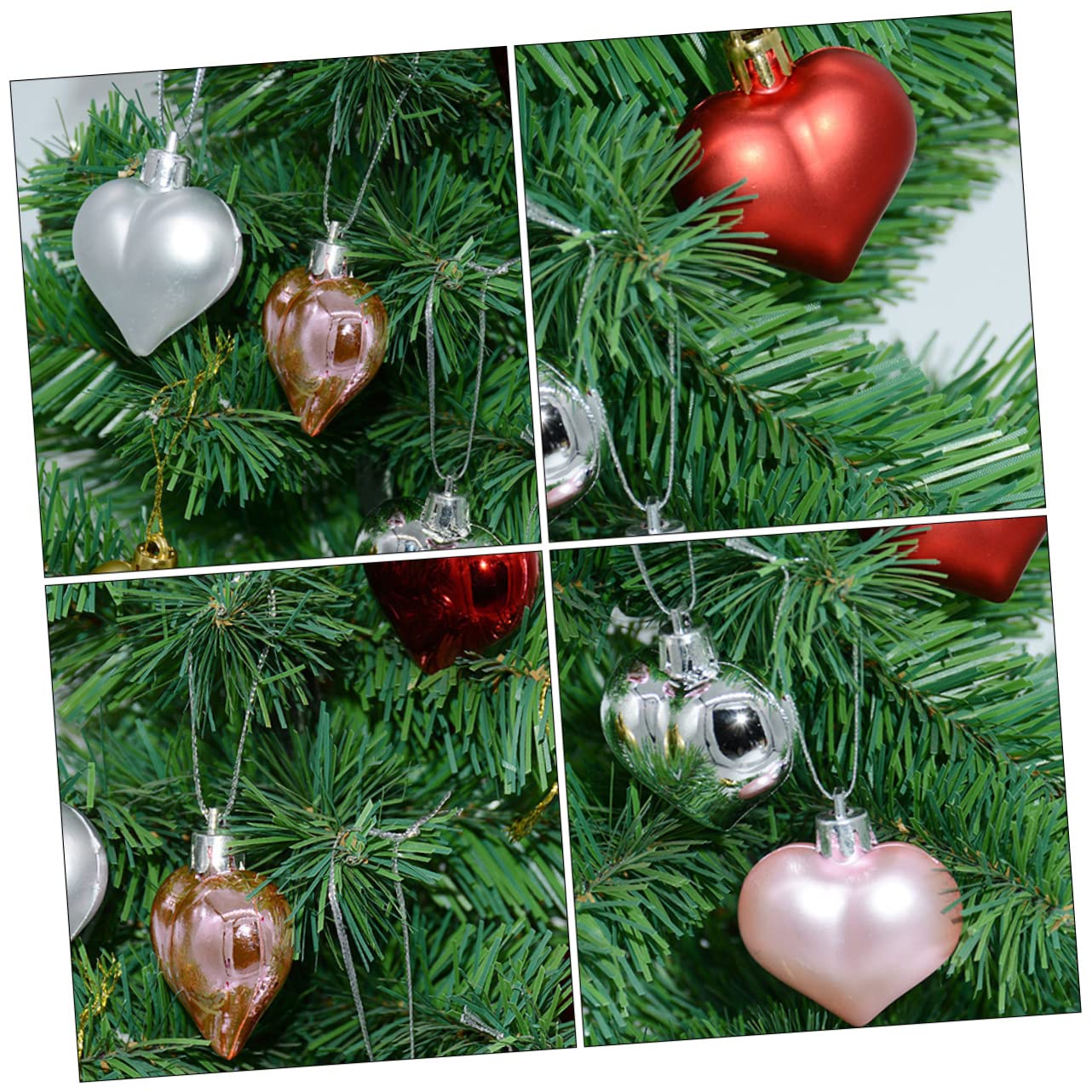Abaodam 108stücke Teiliges Herzform Kugel Für Valentinstag Und Weihnachten Bunte Dekorationen Für Hochzeiten Und Zuhause Rot Silber