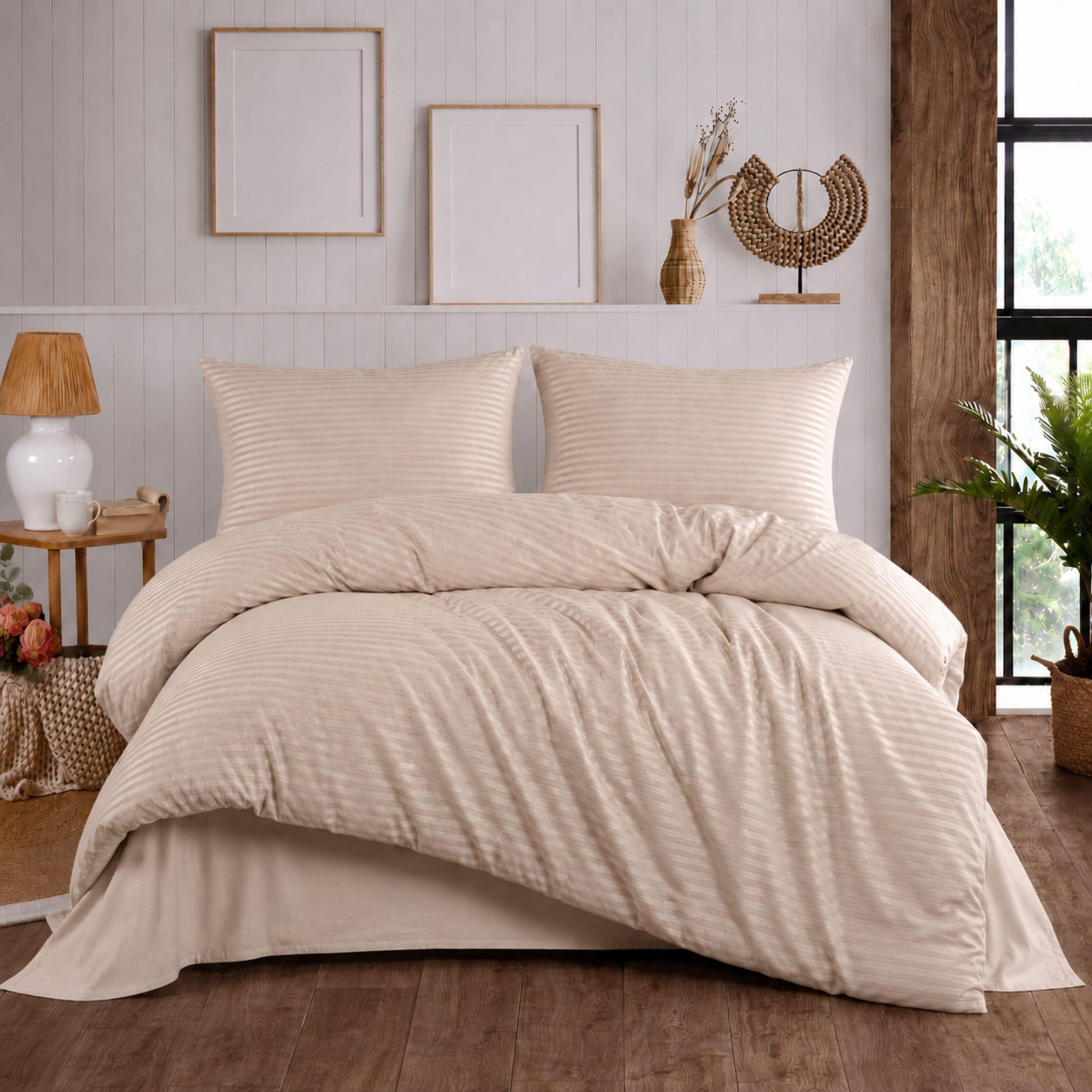 ZIRVEHOME Bettwäsche 135x200 cm, Beige, 4-teilig
