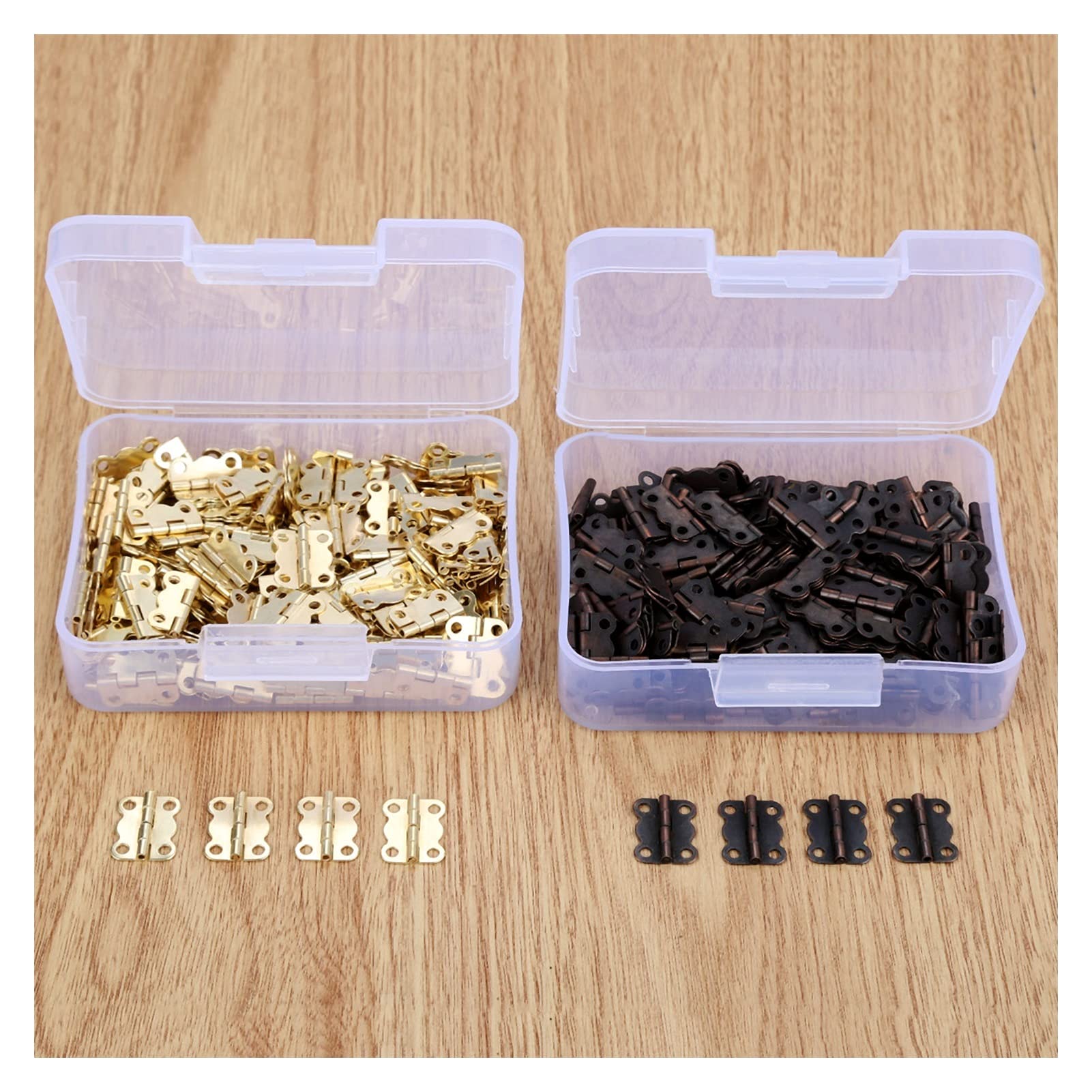 Zawias sprzętu meblowego. 200 SZTUK 16 * 12mm Gabinet Meble Meble zawiasowe Biżuteria Drewniane pudełko Dekoracyjne Akcesoria do zawiasów + 800 sztuk Śruby+ Pudełko do przechowywania (Color : B)