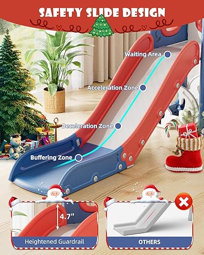 Miniatura 5 de XJD Tobogán infantil 13 en 1 para niños pequeños, nueva actualización con juego de golf, aro de baloncesto, tabla de dibujo para juego en interiores