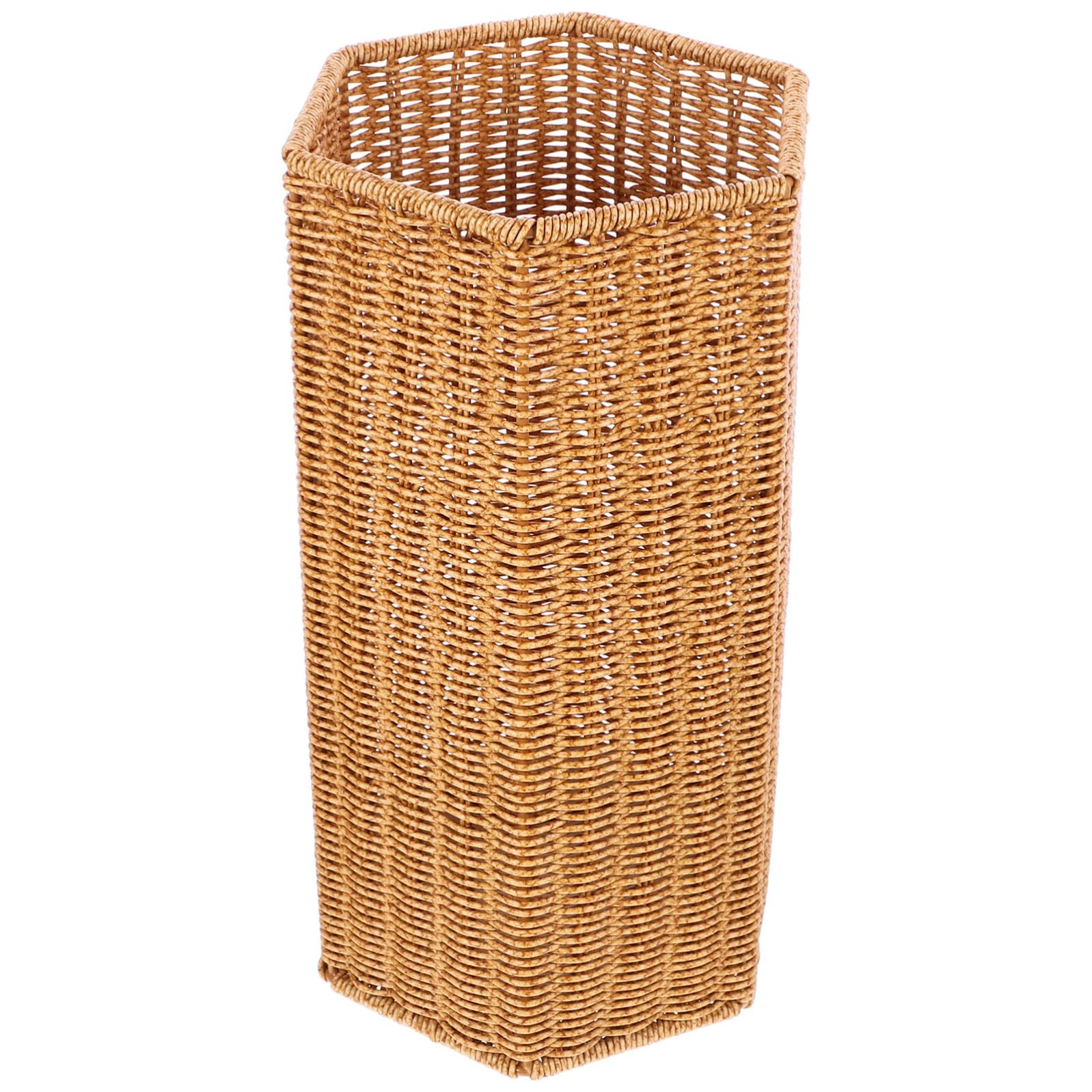 Holibanna Porta Ombrelli per Esterno in Ferro e Pp Marrone Grande Capacità, Design Intrecciato Delicato, Supporto per Ombrelli Lunghi e Tappetino da Yoga per Ingresso e Corridoi