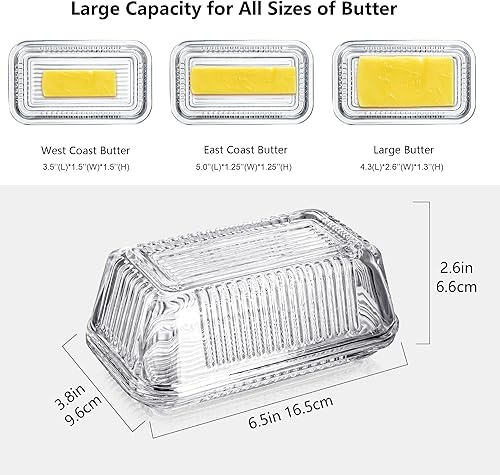 Miniatura 2 de Mantequillera de cristal transparente con tapa para encimera, plato de mantequilla de cristal de 6.5 pulgadas con tapa, bandeja de mantequilla