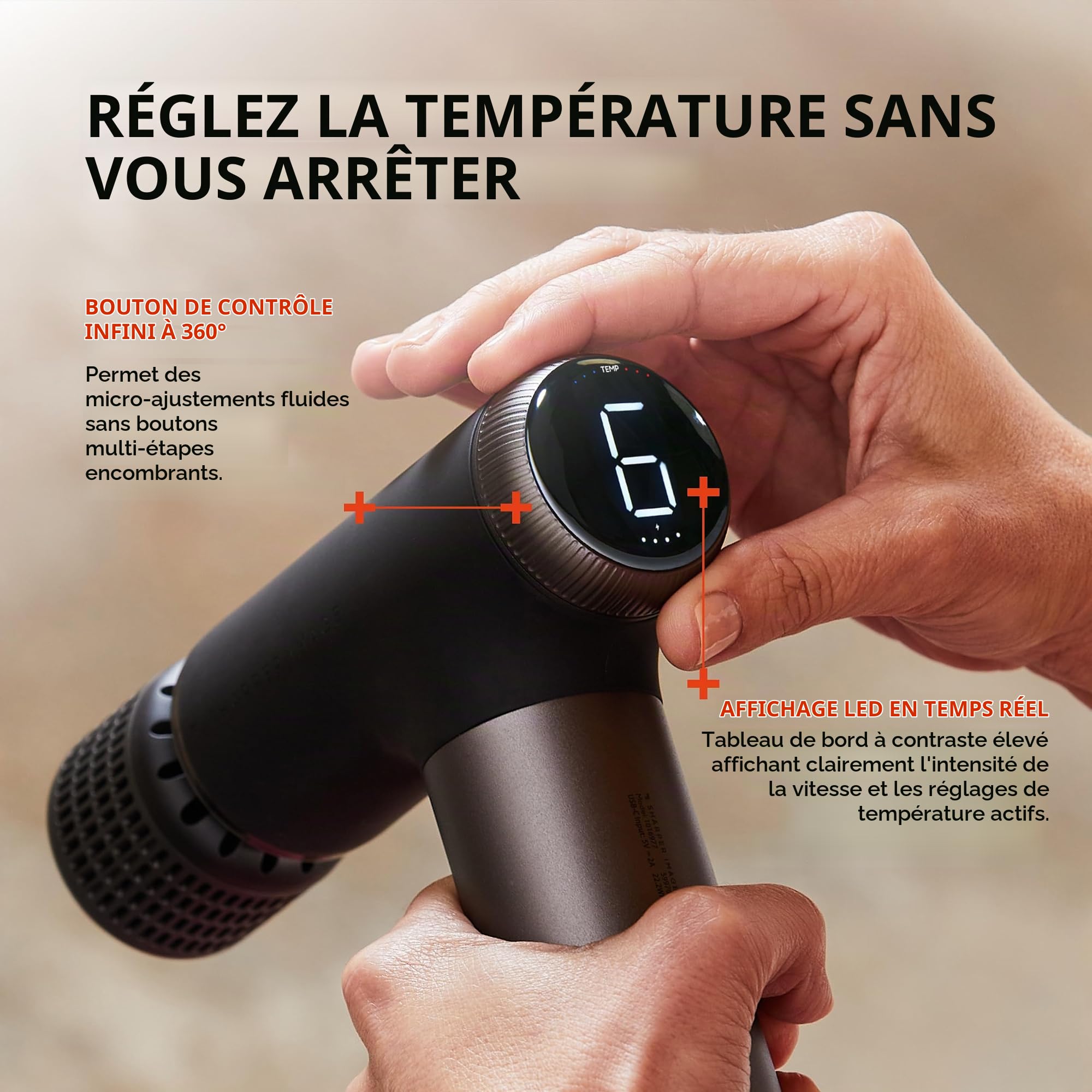 SHARPER IMAGE - Appareil de massage compact à percussion chaud et froid