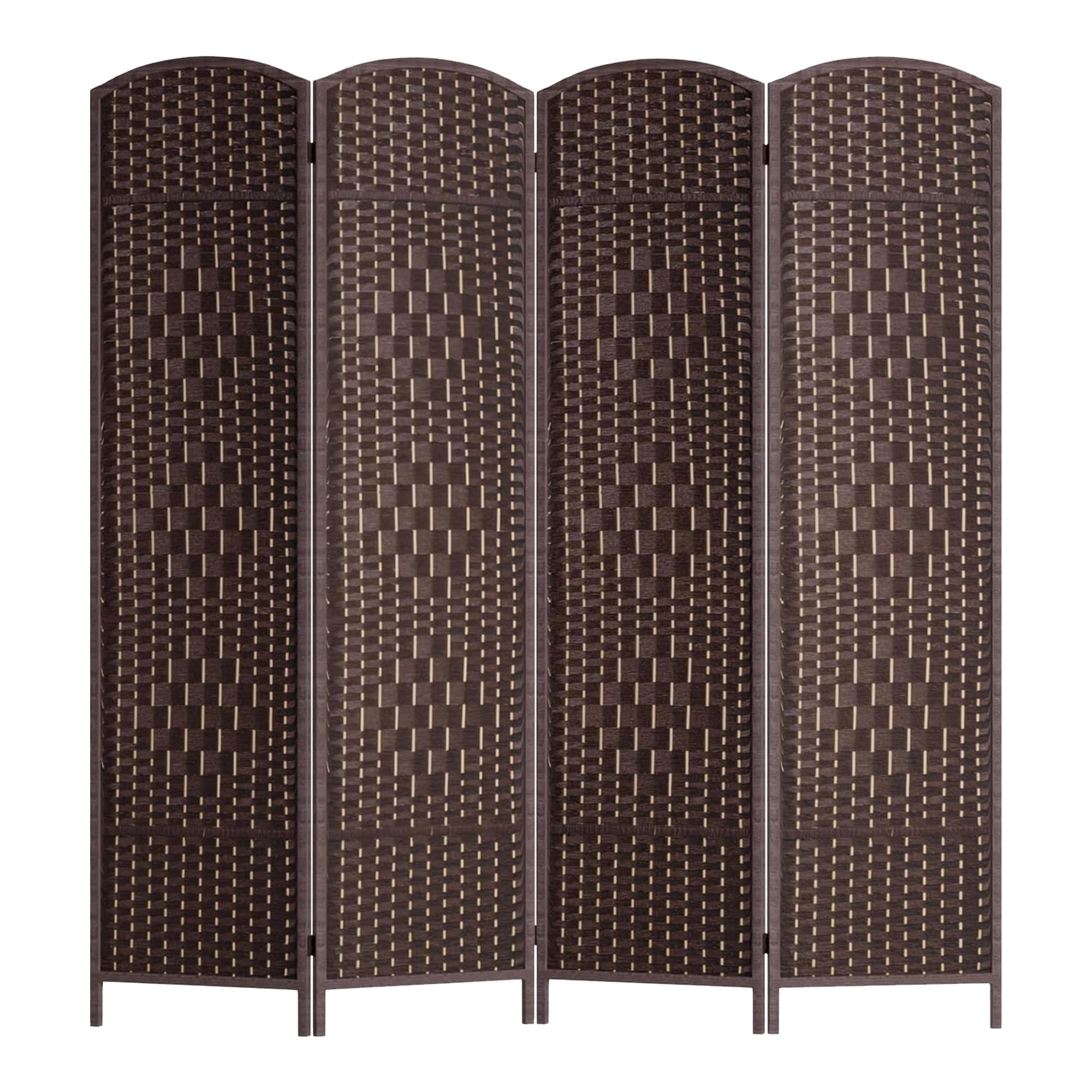 FDW 4-Panel Wooden Folding Screen, Dark Brown