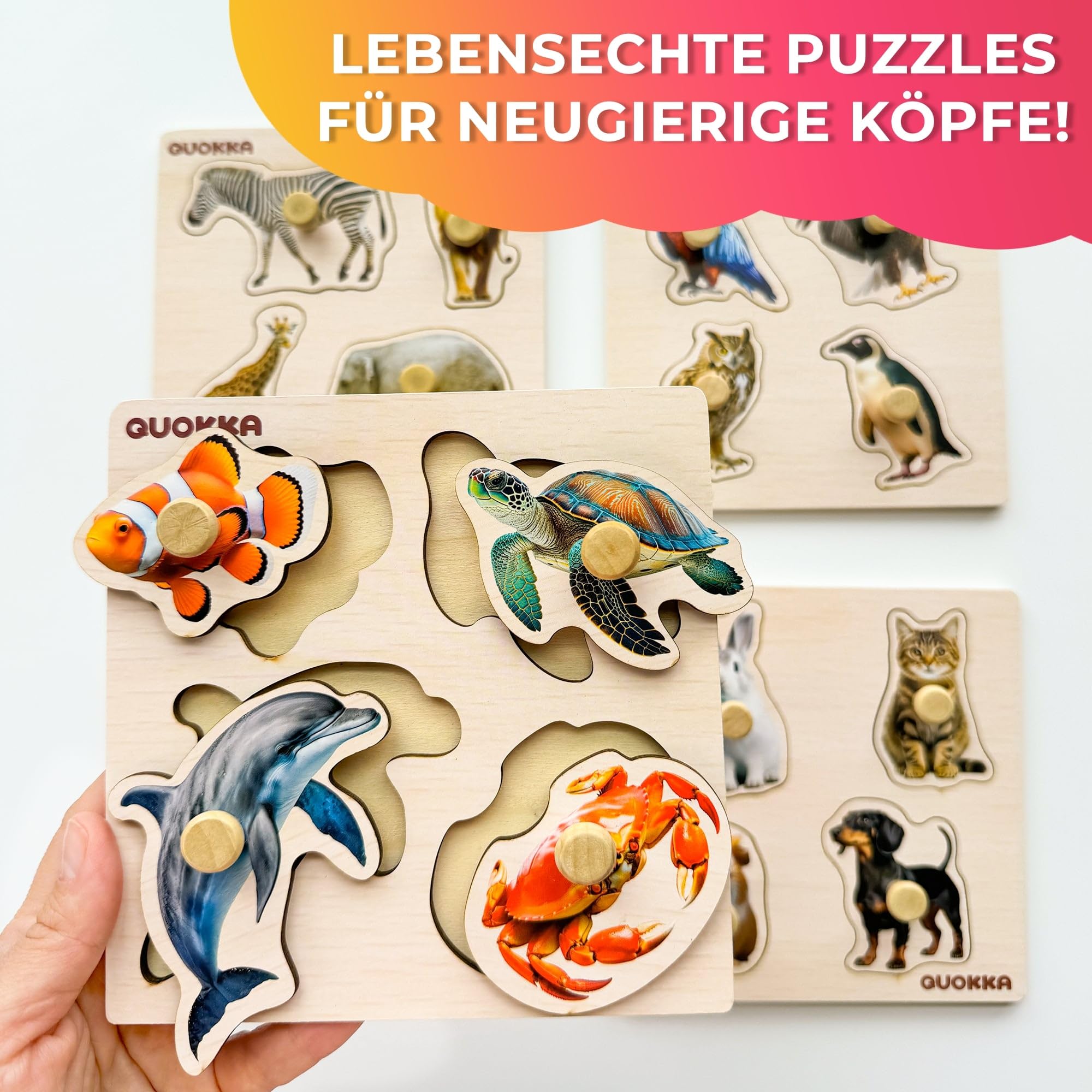 QUOKKA Holz Puzzle Ab 1 Jahr - Montessori Steckpuzzle Mit Früchten Für Kinder