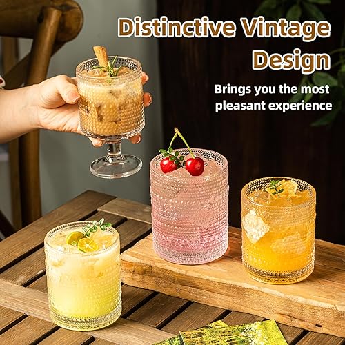 Miniatura 5 de Hobnail - Juego de 8 vasos de agua, copas de agua vintage, juego de copas de hobnail de 8 onzas, elegantes copas de agua, vasos de vidrio con tallo