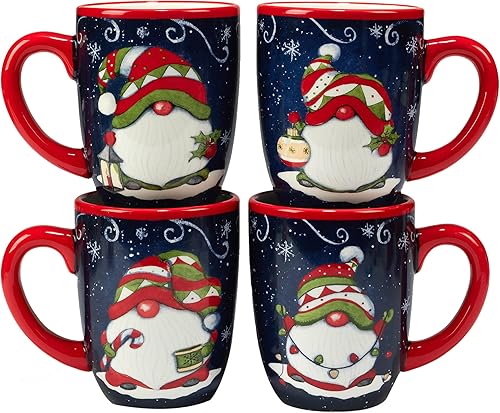 Miniatura 1 de Certified International Holiday Magic Gnomes - Tazas de 16 onzas, juego de 4, 4 unidades (paquete de 1), multicolor