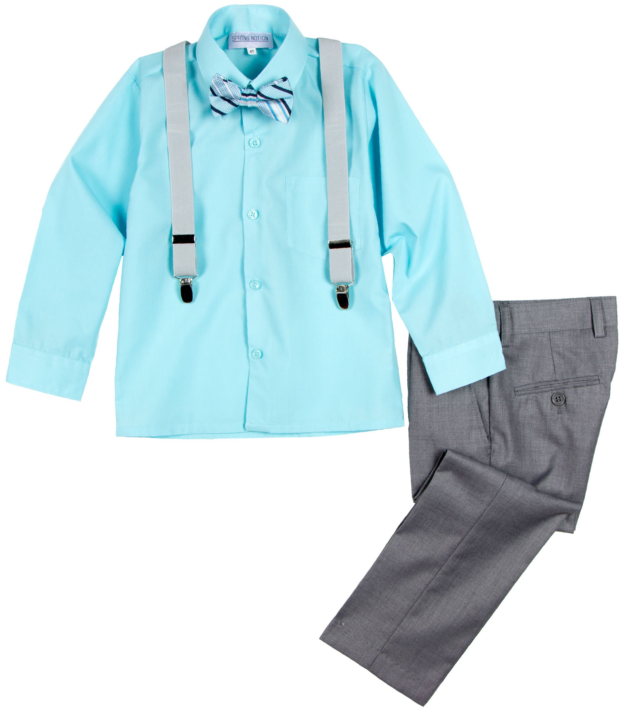 Spring Notion Boys' 4-Piece Patterned Dress up Pants Set