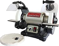 BUCKTOOL TDS-200DS 8-Inch Dual Speed Bench Grinder Buffer - 1/2 HP, 1725/3450 RPM, Cast Iron Base for Tool Sharpening