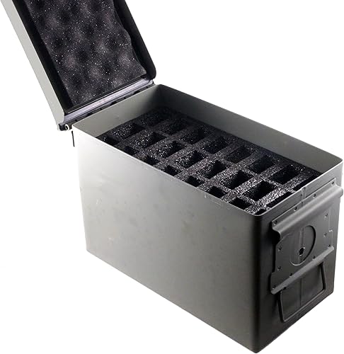 .50 Cal munición lata 24 pistola soporte de espuma - Inserto para caja de municiones de acero calibre 50 (M2A1) - Sustituye la bolsa de clip para