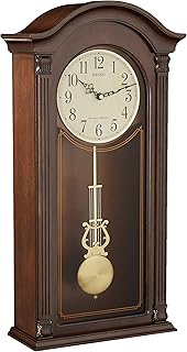 SEIKO Gold Tone & Arched Wall Clock with Pendulum and Dual Chimes