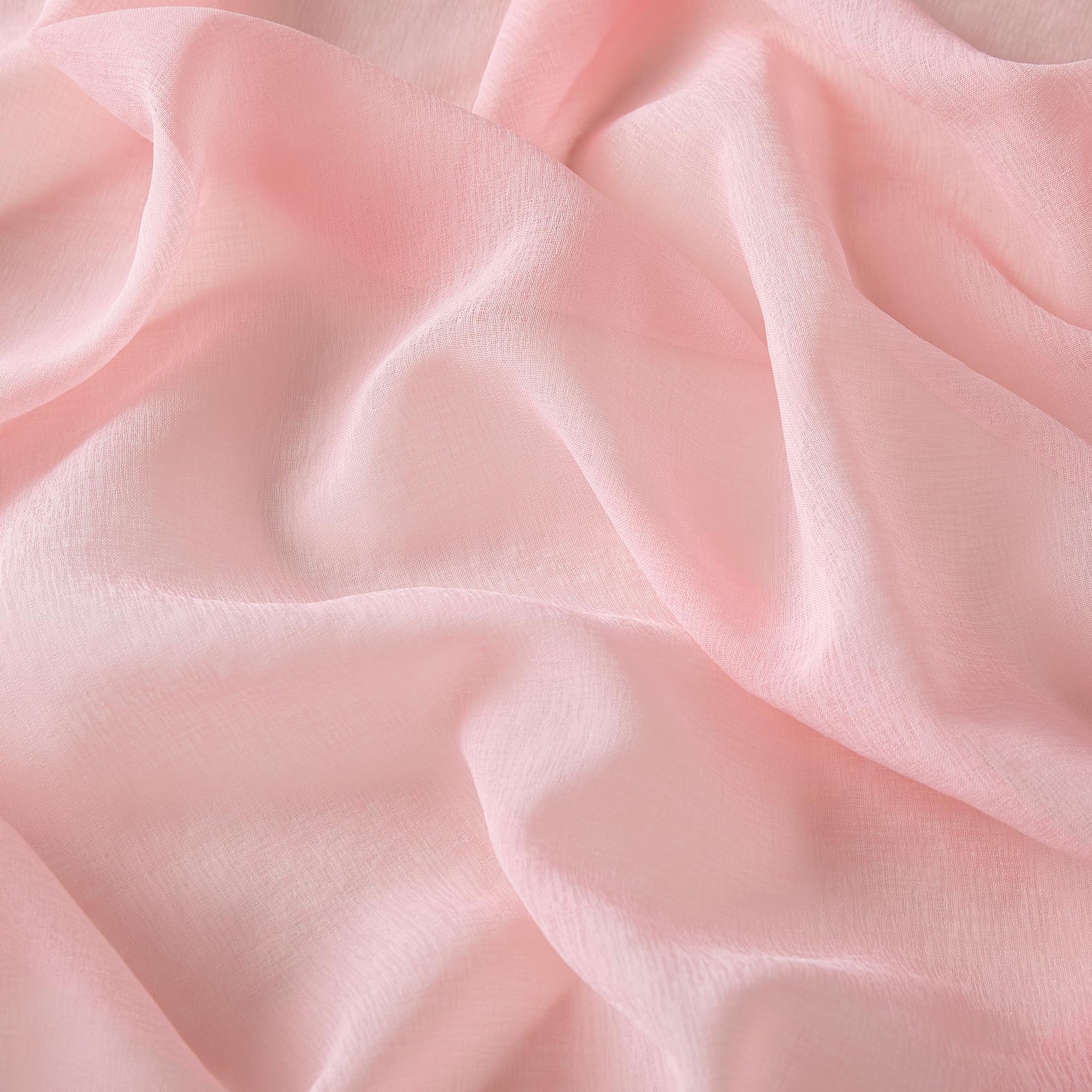 PONY DANCE Tende Trasparenti per Interni Voile Curtains Corte per Cucina Filtraggio Luce Morbida Tende per Salotto Moderne con Fettuccia 2 Pezzi L 140 x A 160 cm, Rosa Chiaro