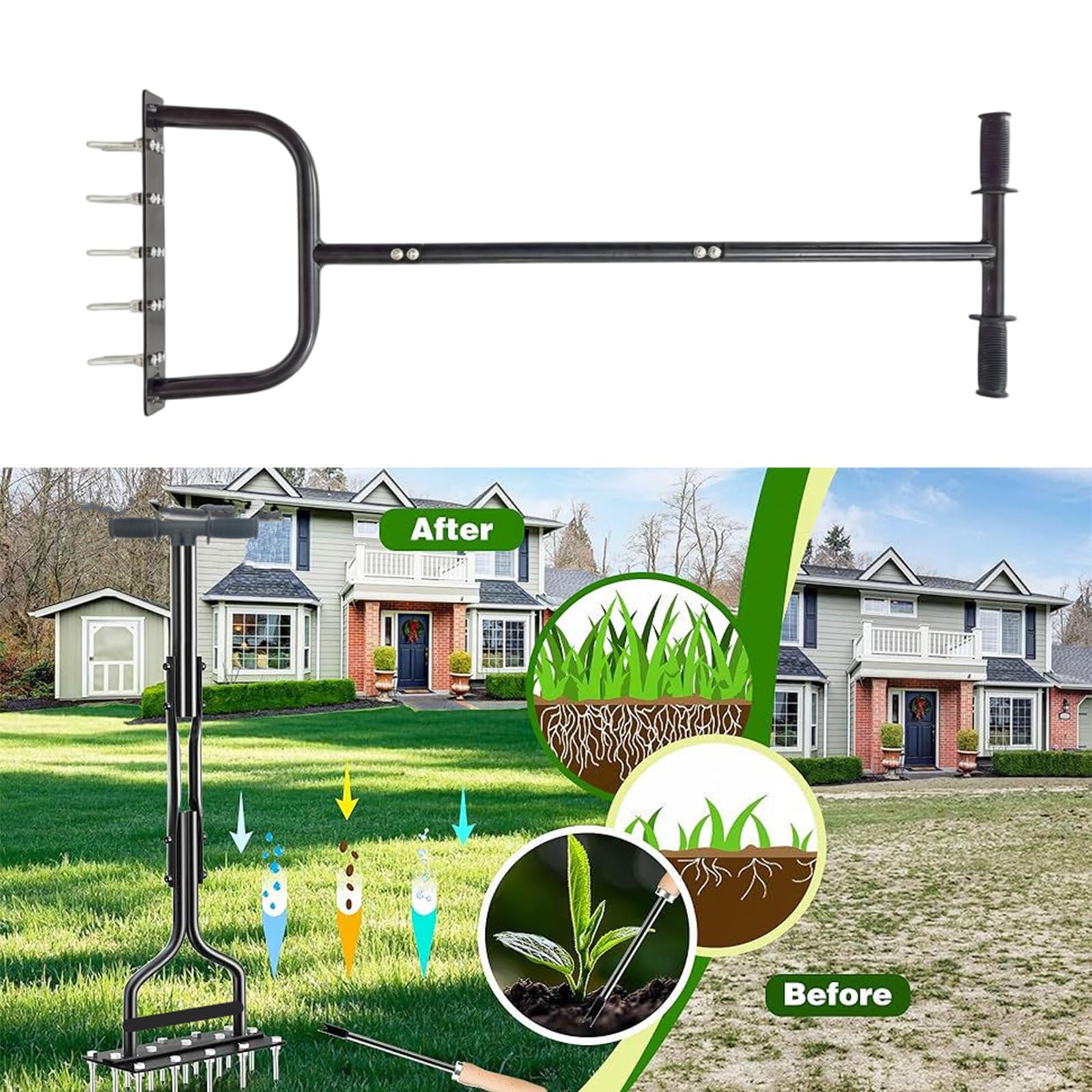 Herramienta de perforación manual de alta resistencia para aflojar el suelo, para exteriores, patio, repuesto para mantenimiento de jardines