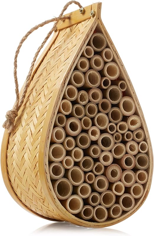 Honey Keeper Mason Bee House, Natural Bamboo Teardrop Bee Hive