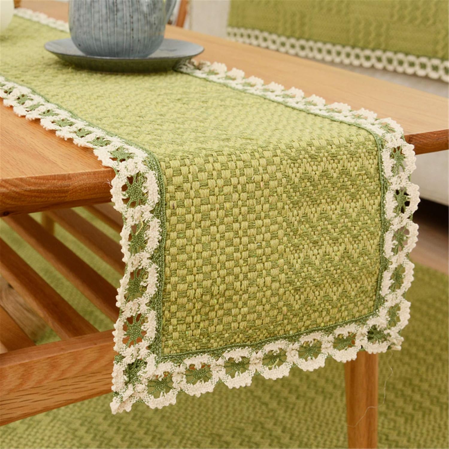 Macrame Table Runner, Rustic Farmhouse Cotton Linen Table