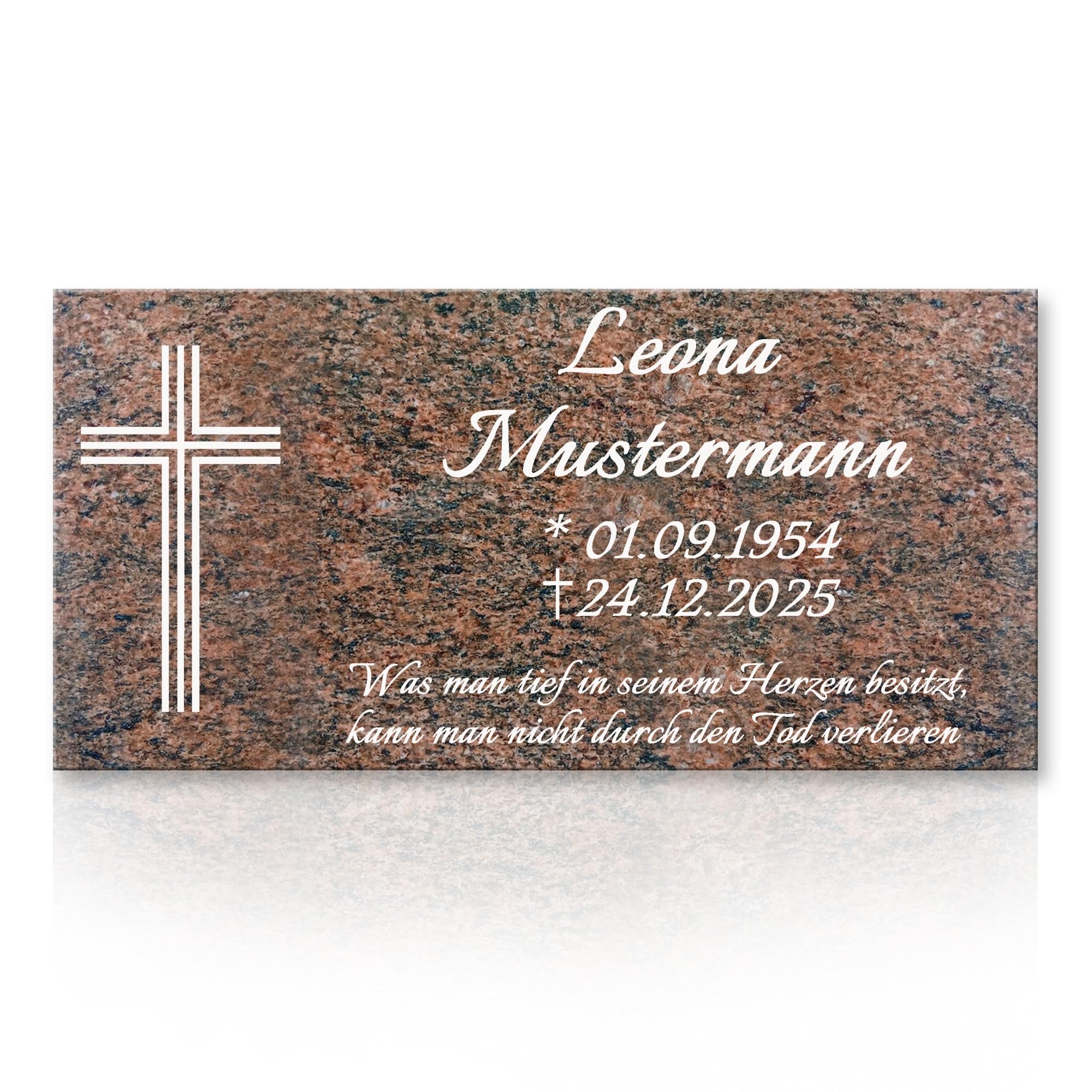 Generisch Granit Grabstein Multicolor Rot, 60x30x1cm mit Stützen MB01