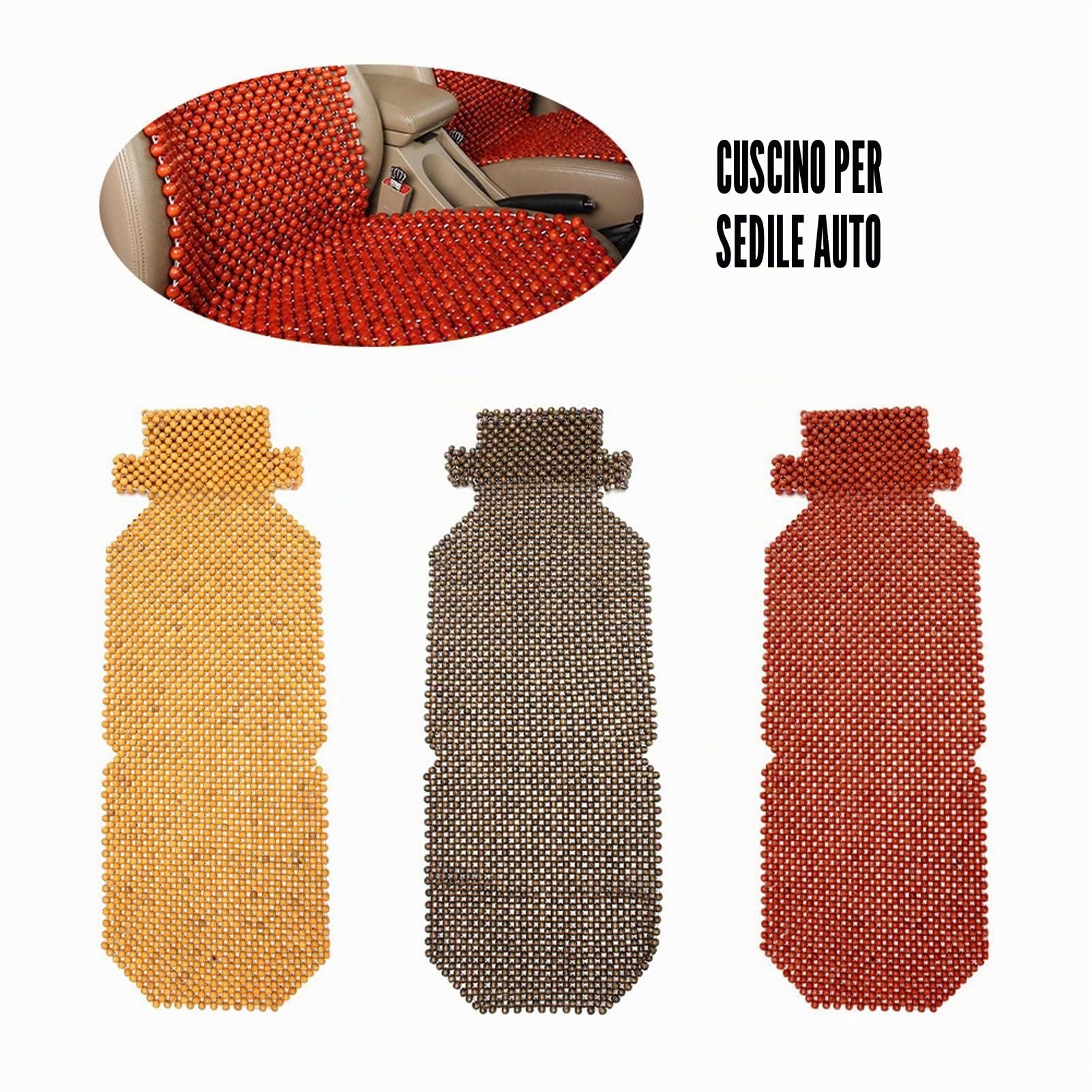 Coprisedile con perline di legno, Cool Wooden Beads Seat Massaggio Car Seat Cushion 45 x 130 cm Rende la guida sopportabile, meno doloroso, lunghi viaggi, protegge la schiena dal sudore