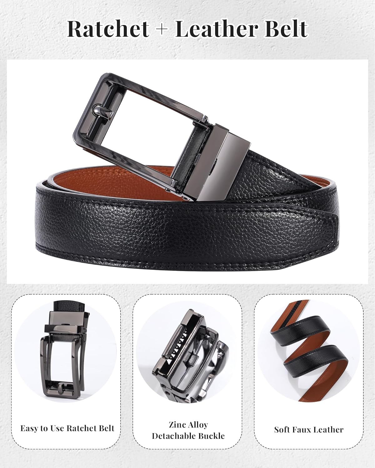 AWAYTR Ratchet Dress Belt for Men - Adjustable Comfort Click Belts for Jeans with Slide Buckle - Image 4