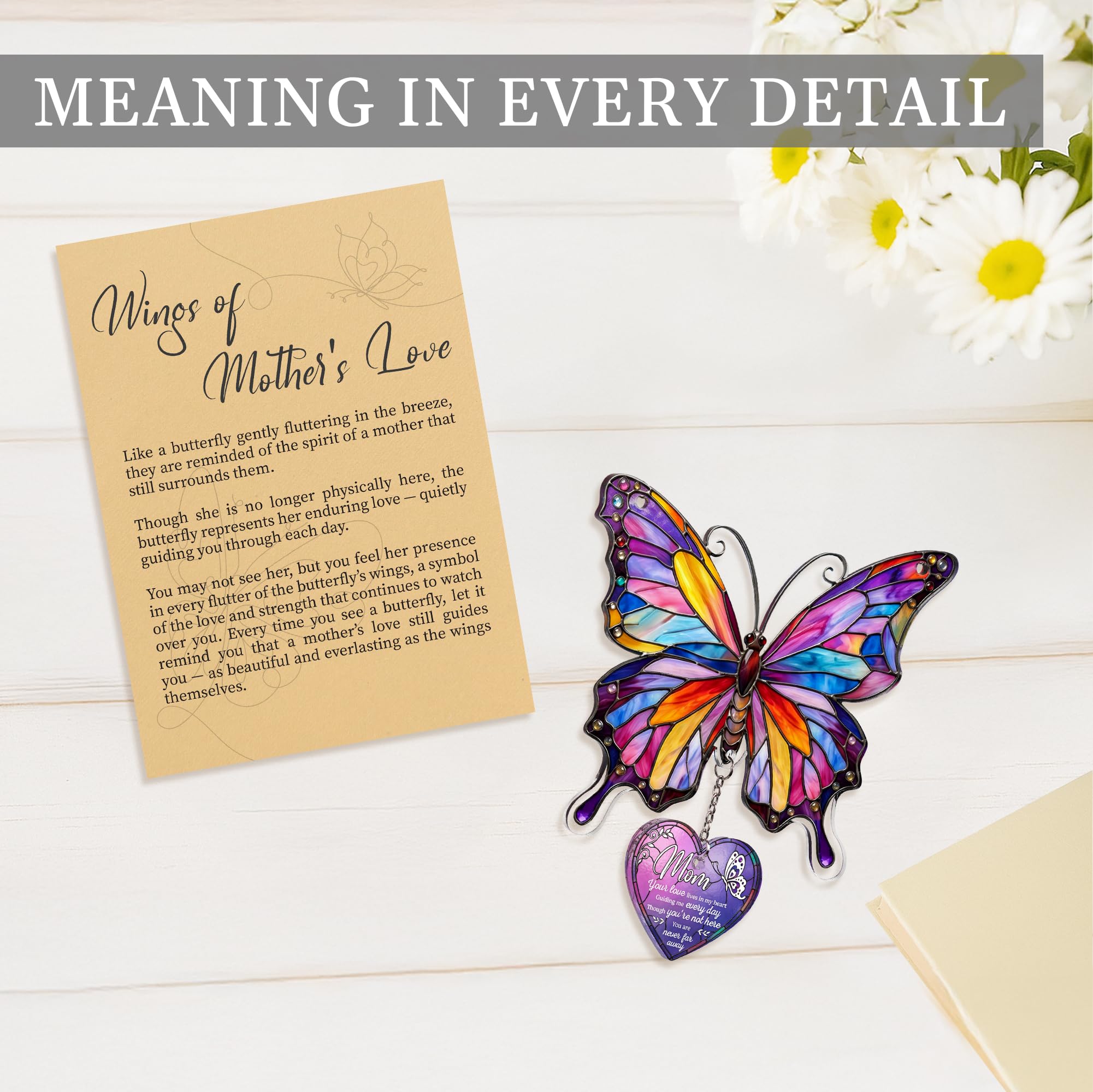 Adorno conmemorativo de mariposa para mamá, regalos de mariposa para mujeres, para mamá, abuelo, regalos conmemorativos para mamá (mariposa)