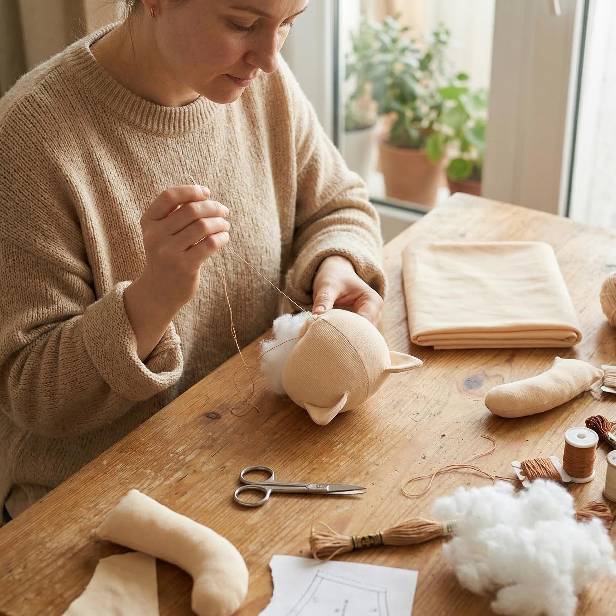 iNee Tela de piel de muñeca Waldorf, 100 % algodón, 1 yarda, color carne
