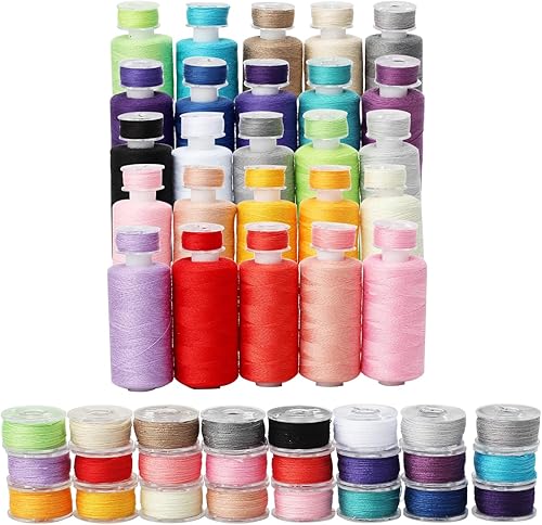 Miniatura 3 de Juego de 50 bobinas de hilo de coser de 25 colores, 500 yardas, bobinas de hilo de poliéster de costura con 25 bobinas preenrolladas del mismo color