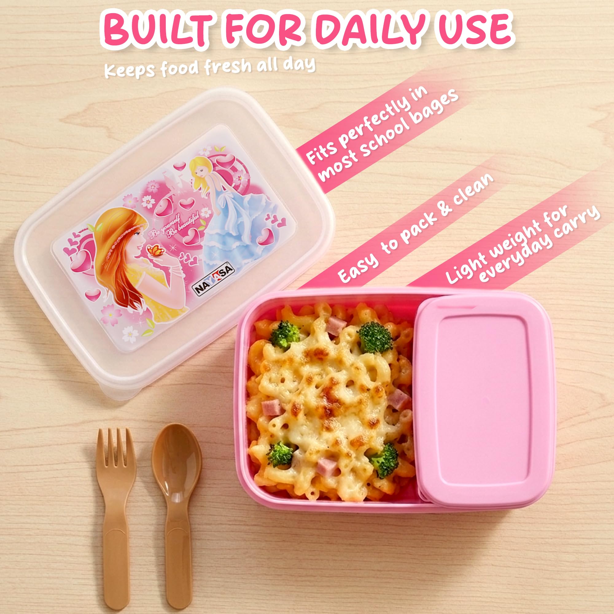Nayasa Ninja Lunch Box - Kids BPA-Free Pink -2