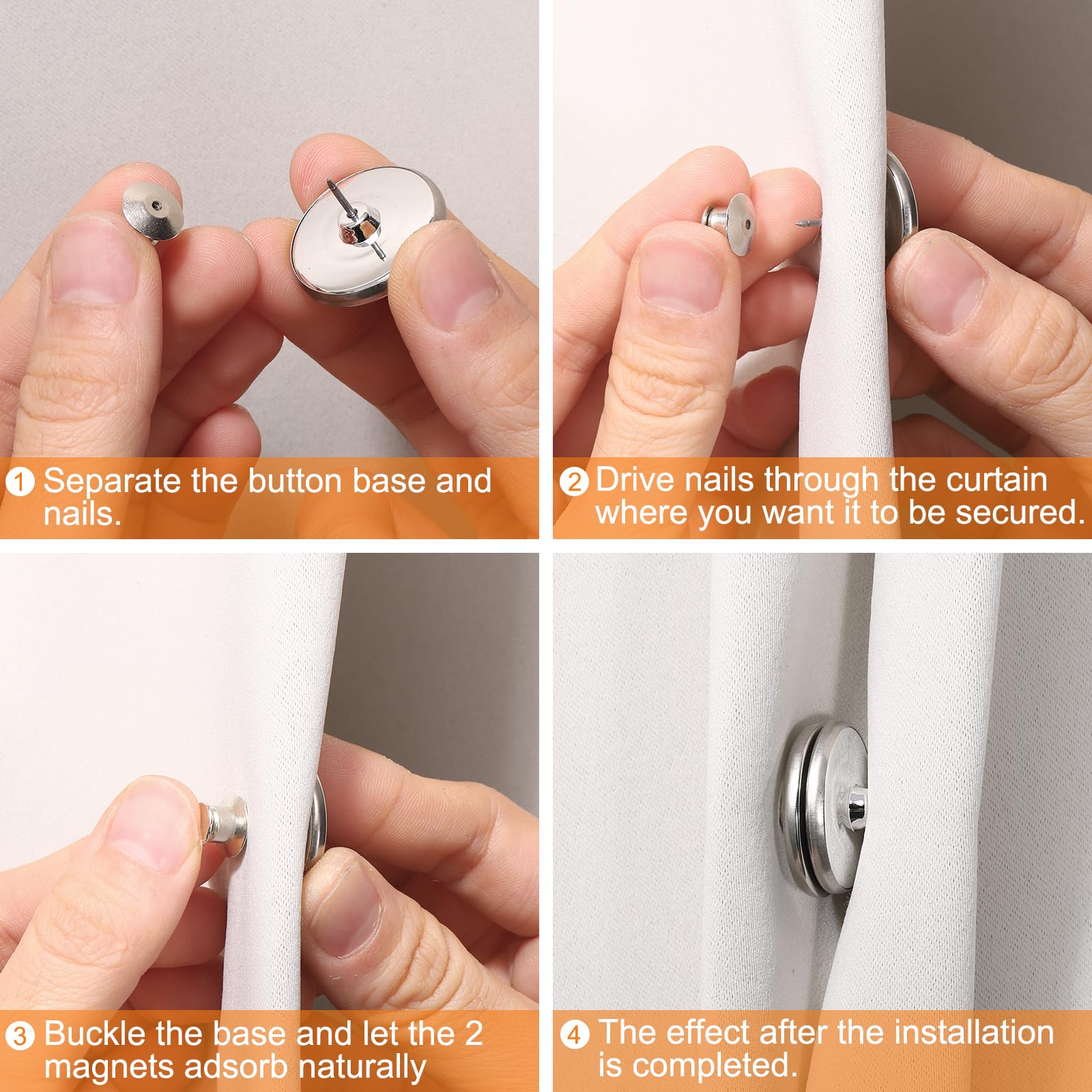 Uxcell Magnetic Curtain Clips - 6 Pairs, Round Detachable Magnets To Prevent Light Leaks & Keep Curtains Closed