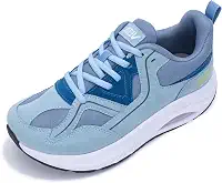 Tênis feminino de caminhada com bico largo com suporte de arco para fascite plantar tênis ortopédico para alívio da dor, Azul-claro, 7.5 Wide