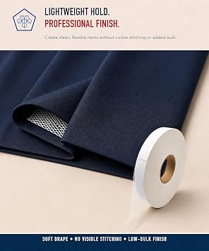 Paça Telası 2 cm x 50 m - Çift Taraflı Yapışkan Tela - Şerit Tela - Ütü ile Yapıştırılan Tela - Dokumasız Uygulama - Amerikan Tela - Dikiş Nakış Telası (Beyaz)
