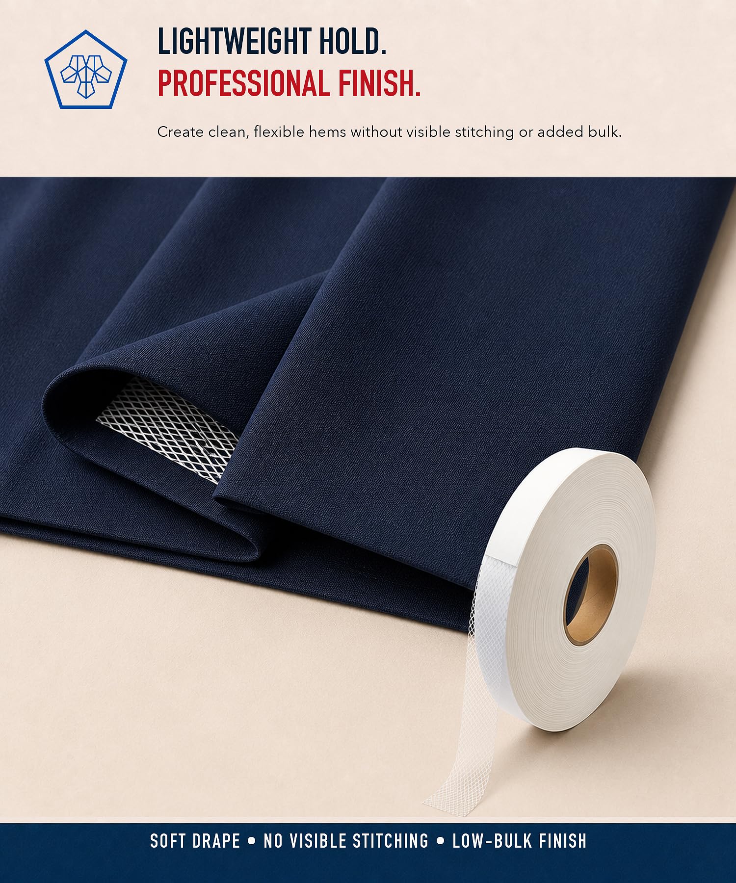 modern teknik tekstil Paça Telası 2 cm x 50 m - Çift Taraflı Yapışkan Tela - Şerit Tela - Ütü ile Yapıştırılan Tela - Dokumasız Uygulama - Amerikan Tela - Dikiş Nakış Telası (Beyaz)
