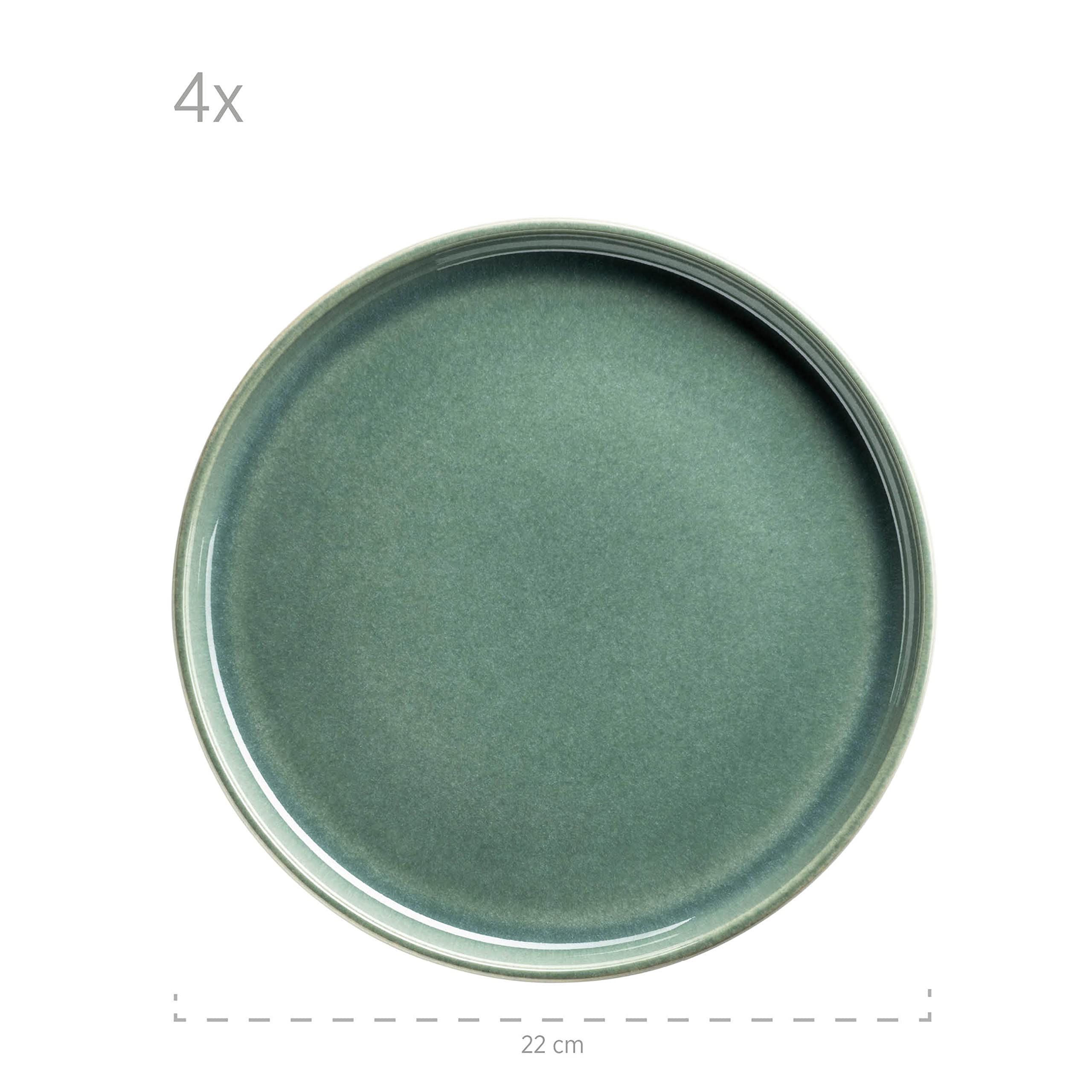 MÄSER Serie Elina Uno, Modernes Kaffeegeschirr Set mit unregelmäßiger Effektglasur für 4 Personen, mit Dessertteller, Kaffeetassen und Untertassen, 12-teiliges Kaffeeservice, Steinzeug, Beach
