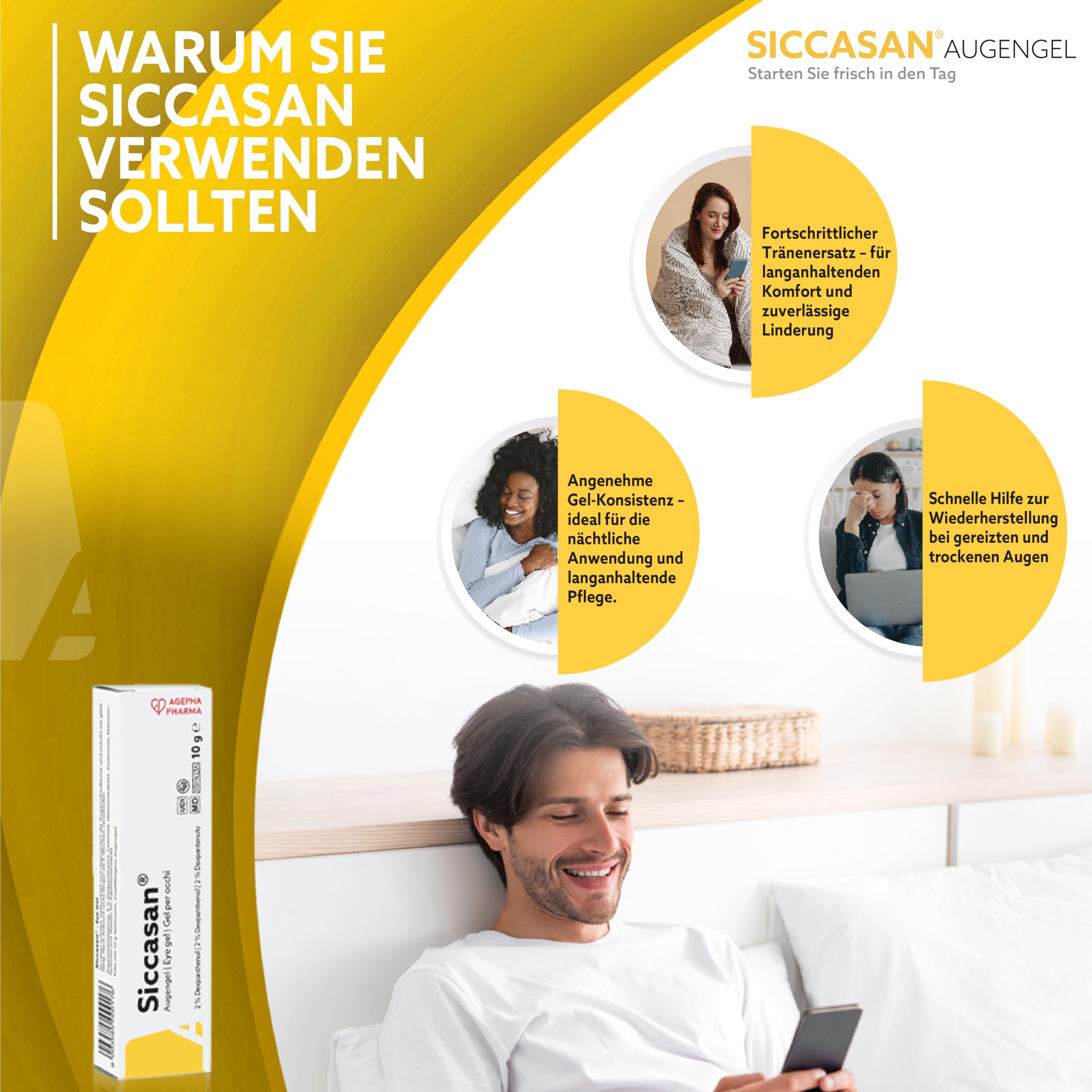 Gel Augentropfen für trockene Augen mit Dexpanthenol und Carbomer zur Heilung gegen trockene Augen. 3er pack