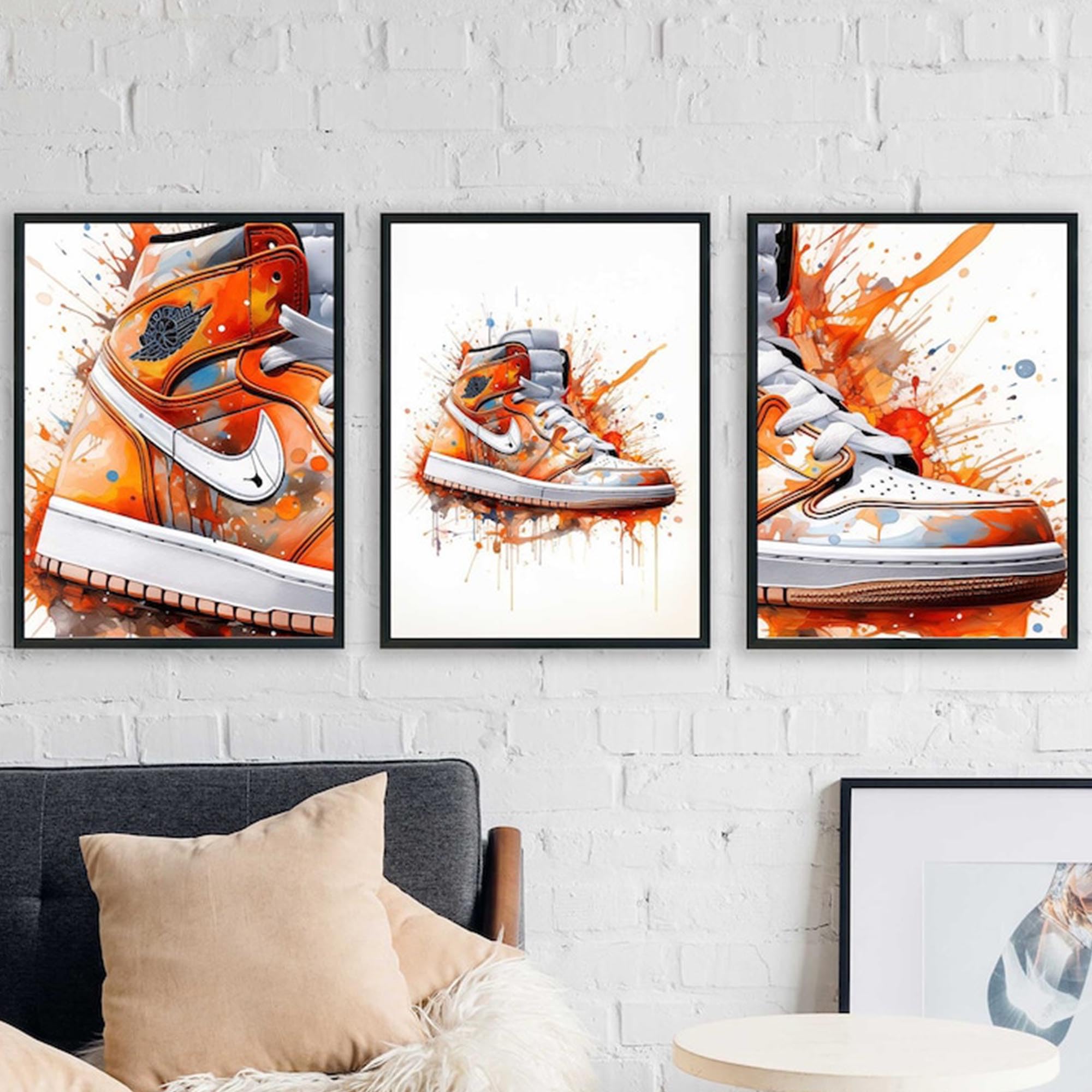 Generic Nike Air Jordan 1 Watercolour Set of 3 Wall Art Prints, Hypebeast Sneakerhead Poster (A3-29.7 x 42 cm)