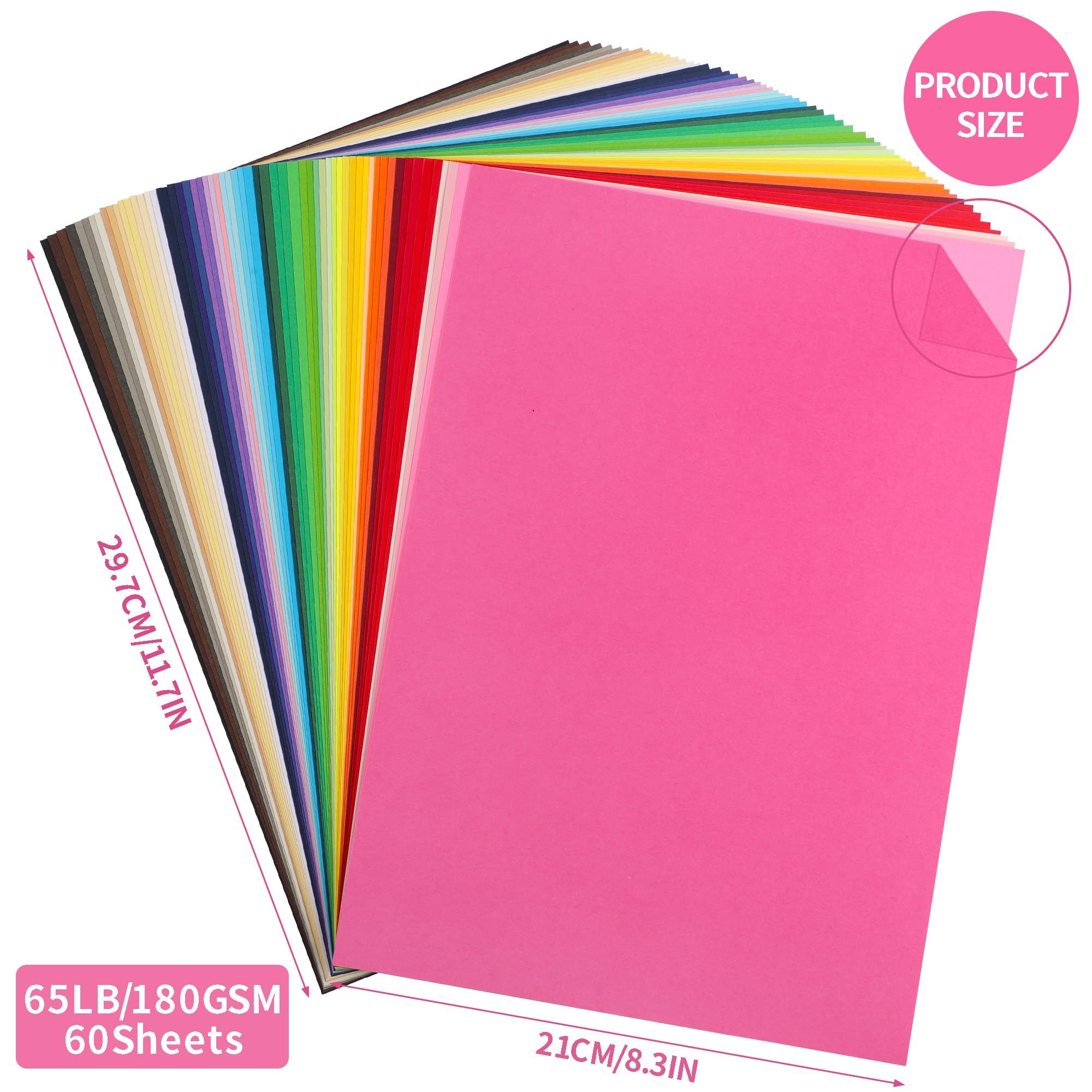 Cartoncino colorato A4 60 colori 180gsm Scrapbook PAP18MX3