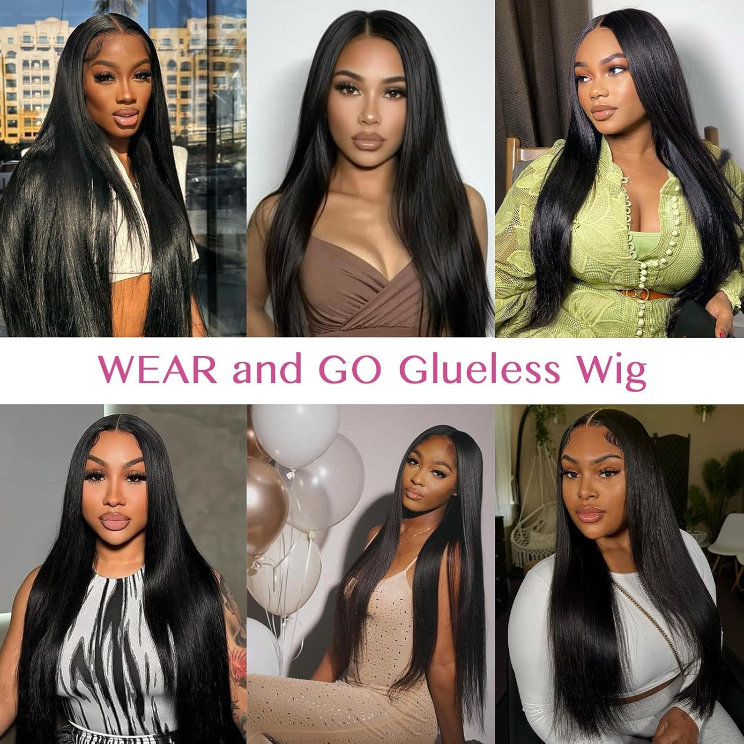 Perruque Brésilienne Cheveux Humain 200% Densité 9x6 HD Lace Straight Sans Colle Wear and Go Glueless Wig 18 Pouces