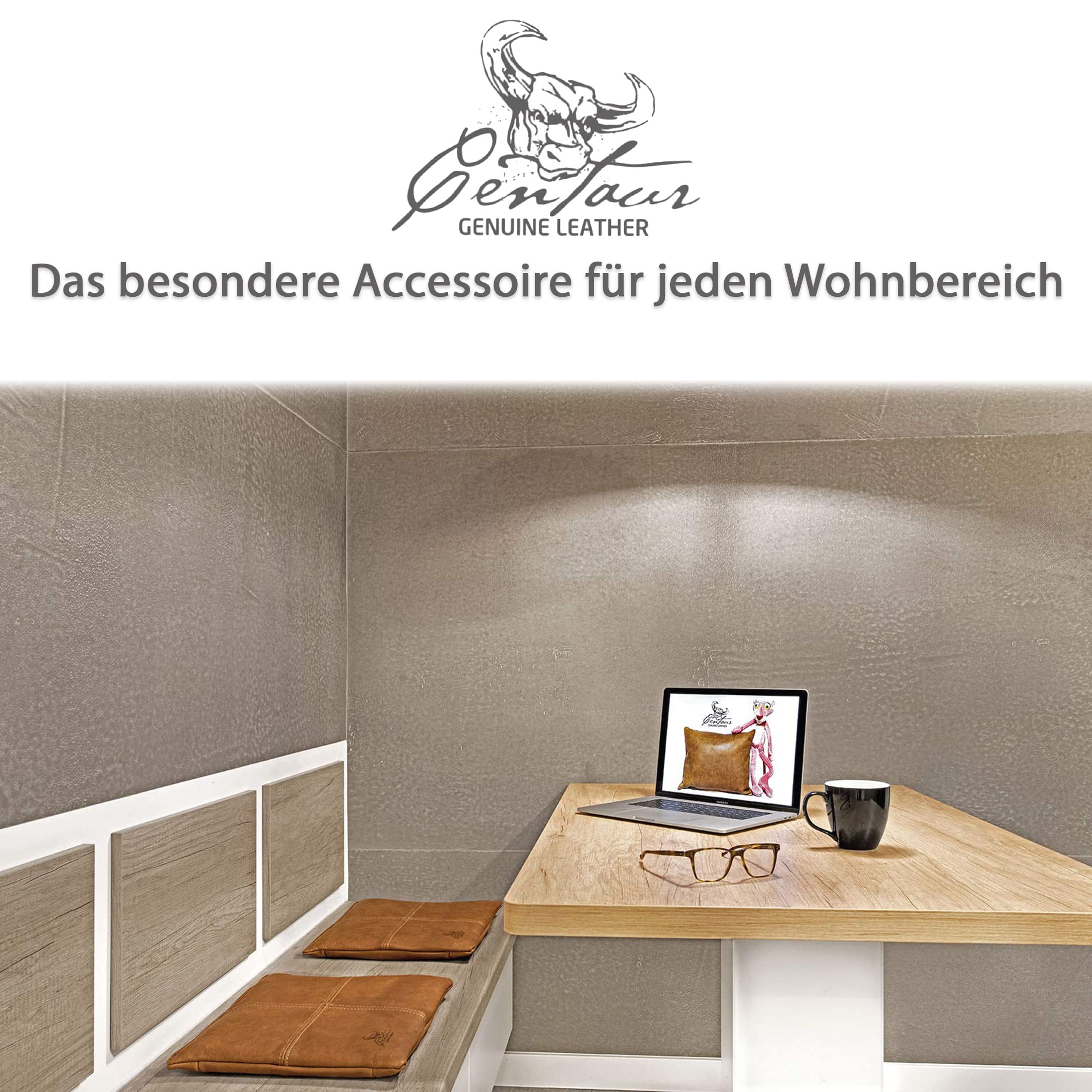 Centaur - Hochwertiges Leder Sitzkissen - Cognac Vintage 35x35 cm - Ideal für Stuhl oder Sitzbank - Abwaschbare Echtleder Stuhlkissen - Pflegeleichte Sitzauflage
