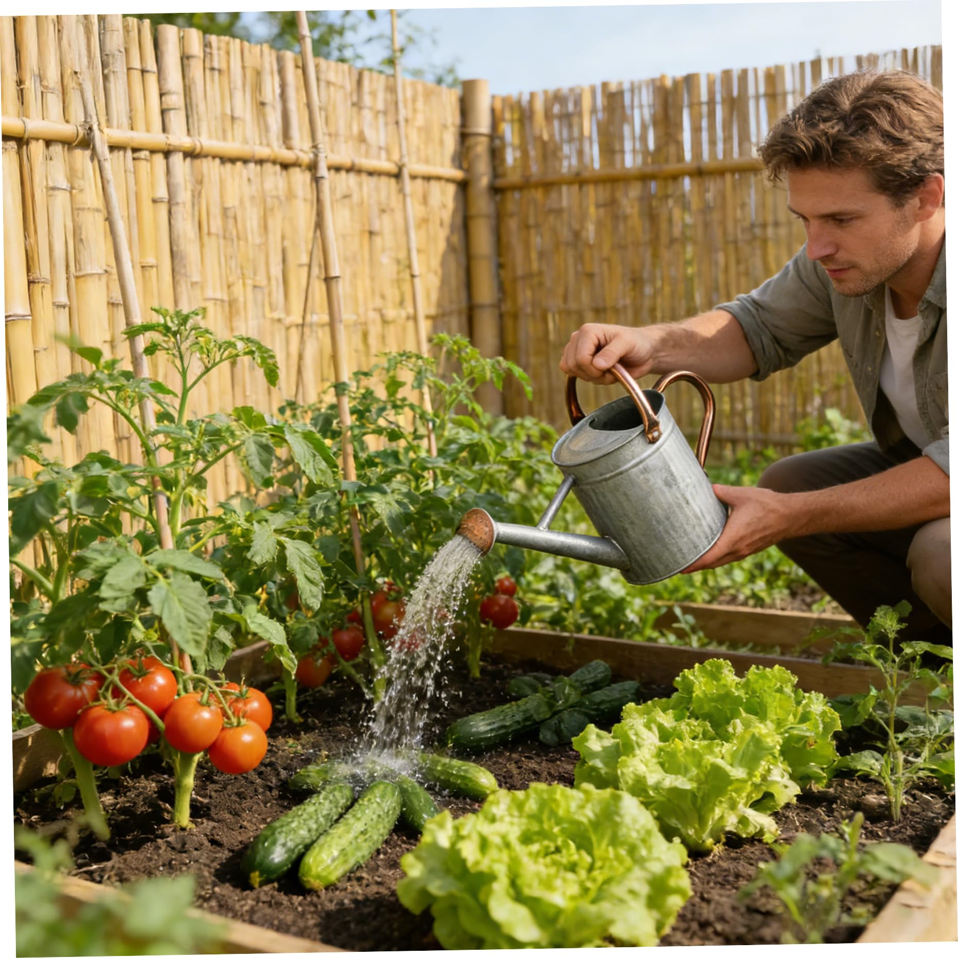 Arrosoir en Acier Inoxydable, 1, 3 Gal, Argent, pour Jardins, arrosoir extérieur