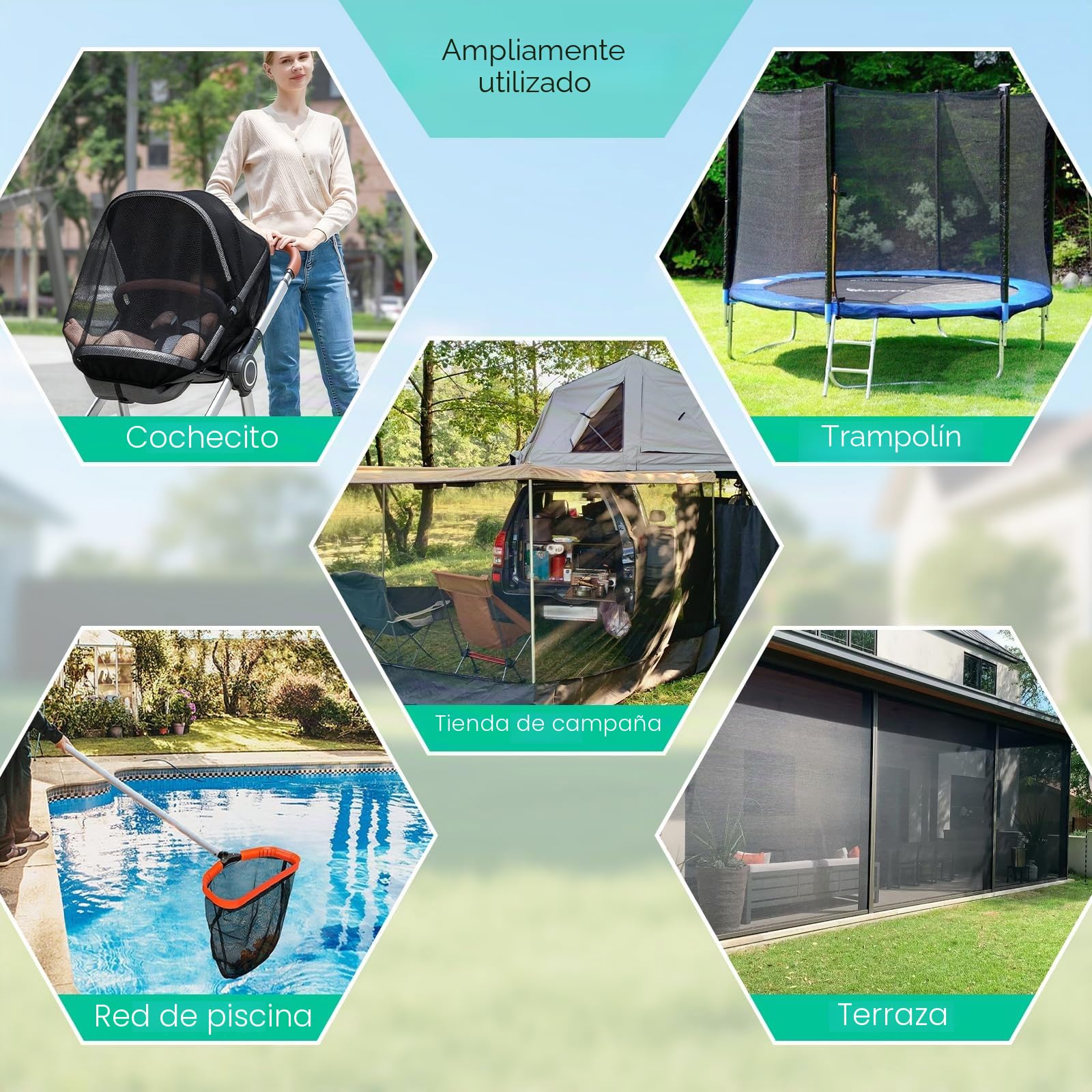 Mosquitera 2,4m x 10m Malla fina antiinsectos para jardín, huerto, bricolaje con bridas Cinta métrica y tijeras para terraza,balcón,pabellón, camping protege contra mosquitos, moscas y pájaros