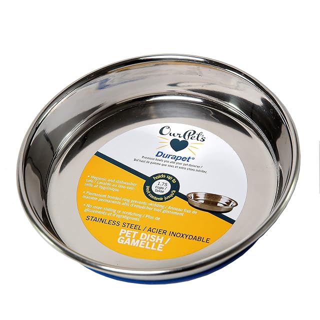 Foto 2 de 7 de OurPets Premium - Plato de Acero Inoxidable con Goma para Gatos, 16 onzas