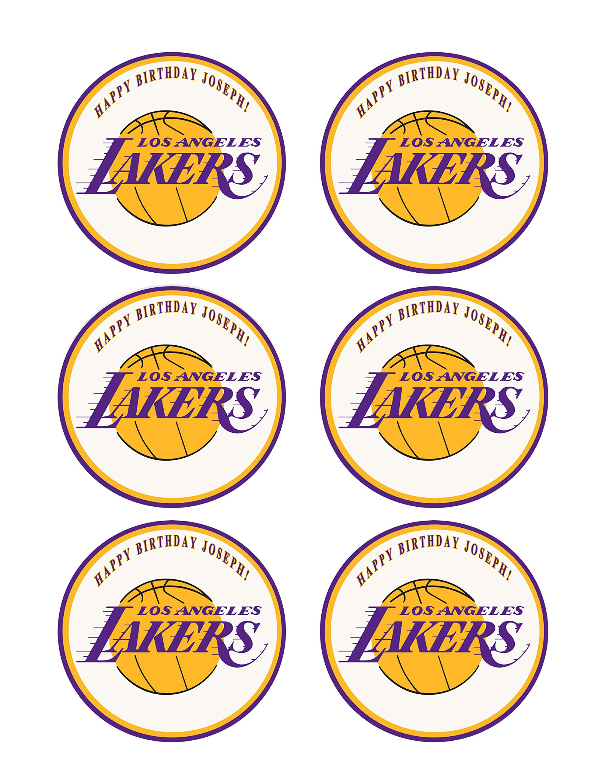 Los Angeles LA Lakers - Edible Cupcake Toppers - 3.25" cupcake (6 pieces/sheet)
