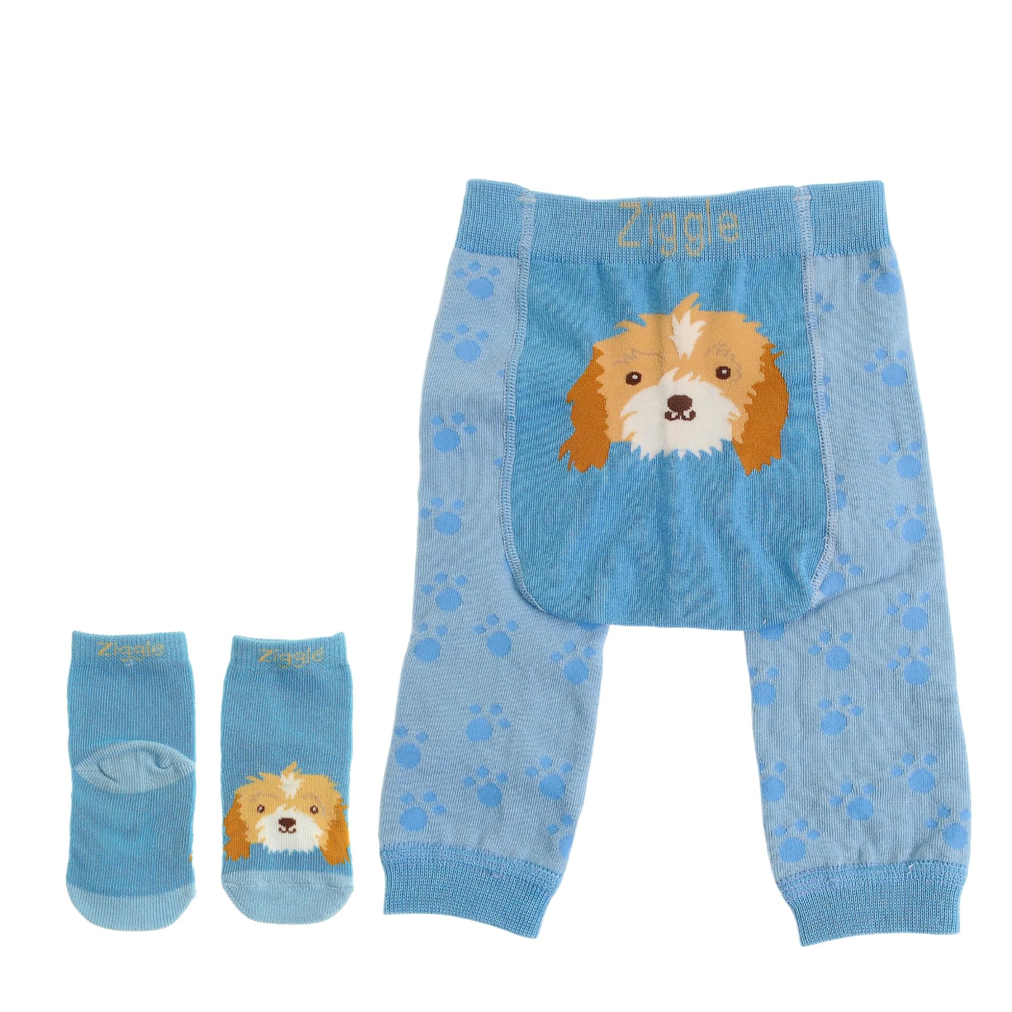 Ziggle Knitted Baby Leggings with Character Bottoms | Soft Cotton Infant Trousers for Newborn & Toddler Boys Girls | Stretchy, Nappy-Friendly Bottoms for Crawling & Playtime