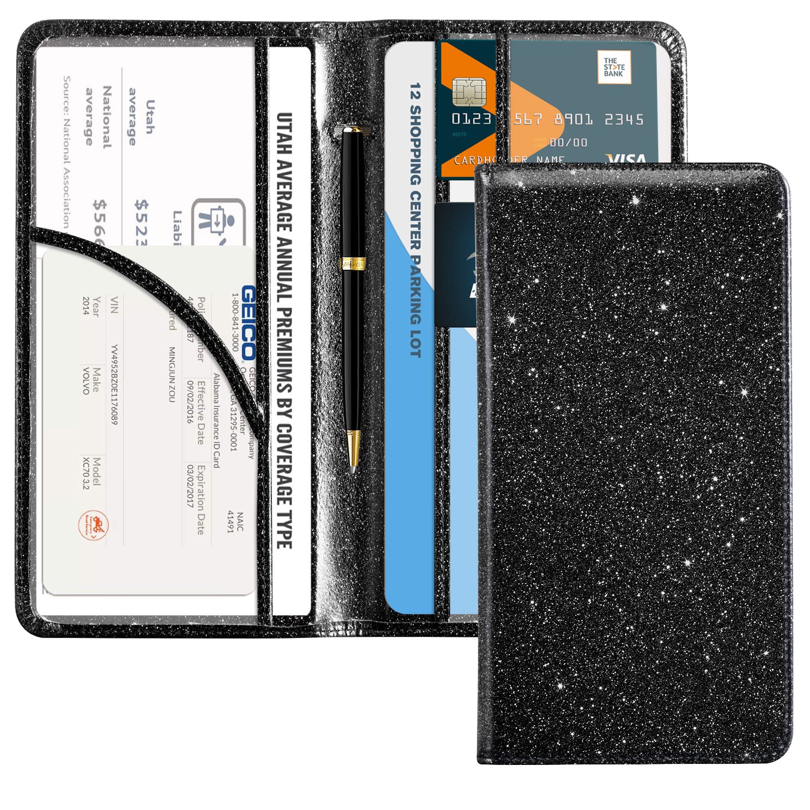 CoBak Car Registration and Insurance Holder | Vehicle Glove Box Organizer, Auto Truck Compartment Document Case with Magnetic Closure for Insurance &amp; Driver License