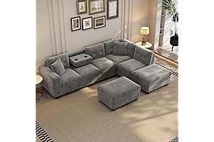PURLOVE Sectional Sofa Couch with Reversible Chaise and Ottoman: Your Perfect Clearance Sectional for Lounging