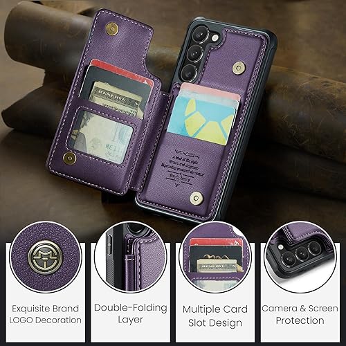 Miniatura 9 de Funda para Samsung Galaxy S23 Plus con tarjetero, para Samsung S23 Plus Funda tipo cartera para mujeres y hombres con bloqueo RFID, funda duradera a