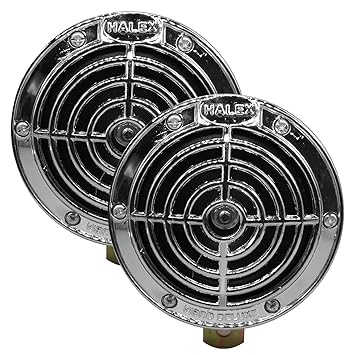 AllExtreme SHON VIBRO DELUXE Bike & Car Horns Super Loud Sound Air Siren (12V, Black & Silver, 2 Pcs)